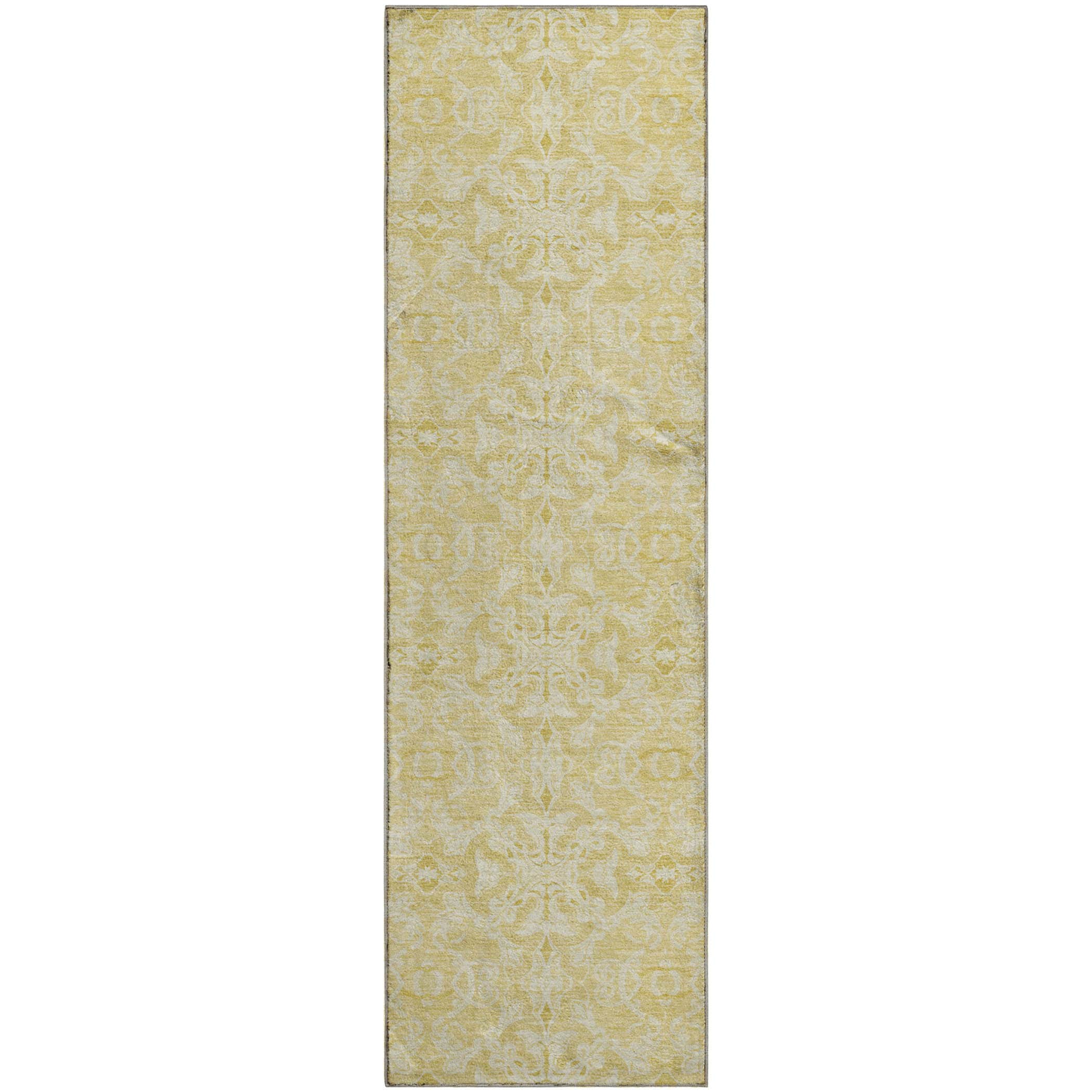 Kathmandu Machine Washable Transitional Gold Rug 2'3" x 7'6" #shape_Runner
