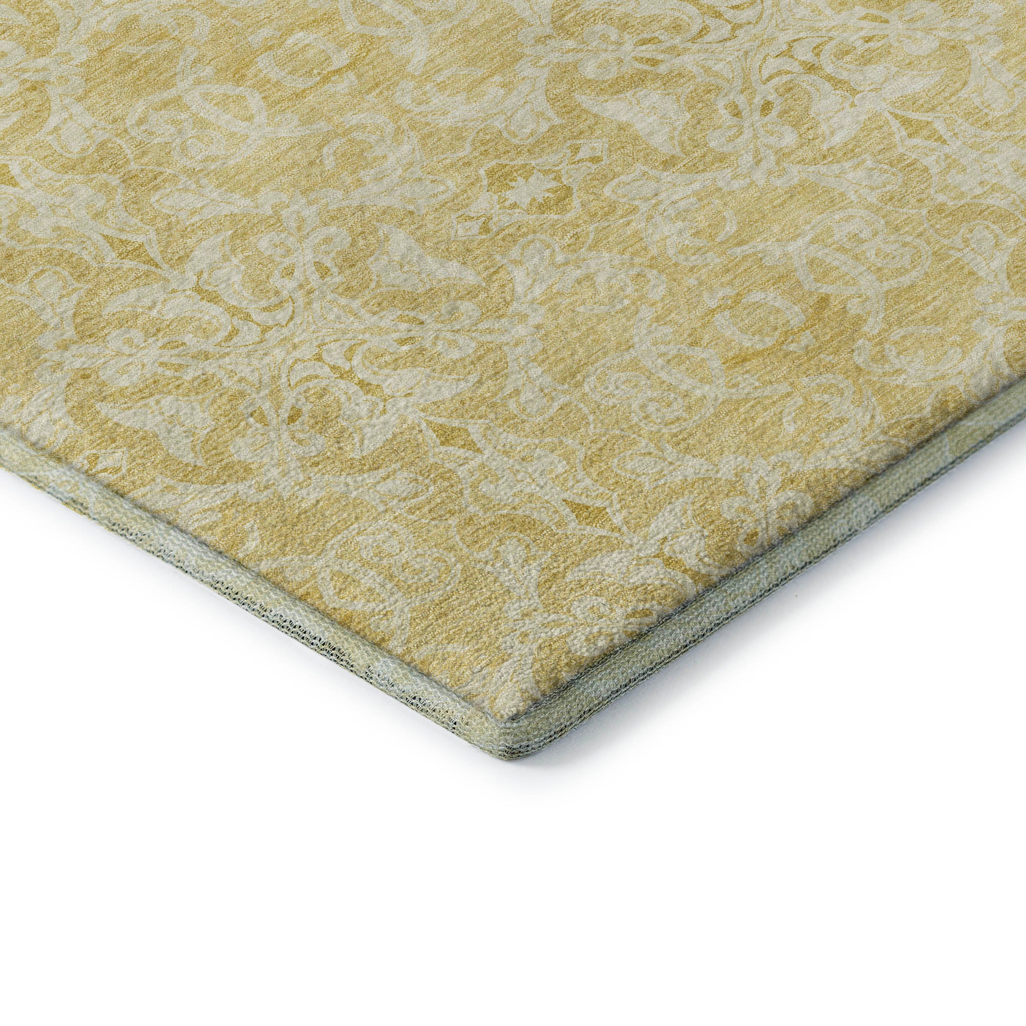 Kathmandu Machine Washable Transitional Gold Rug 1'8" x 2'6" #shape_Rectangle