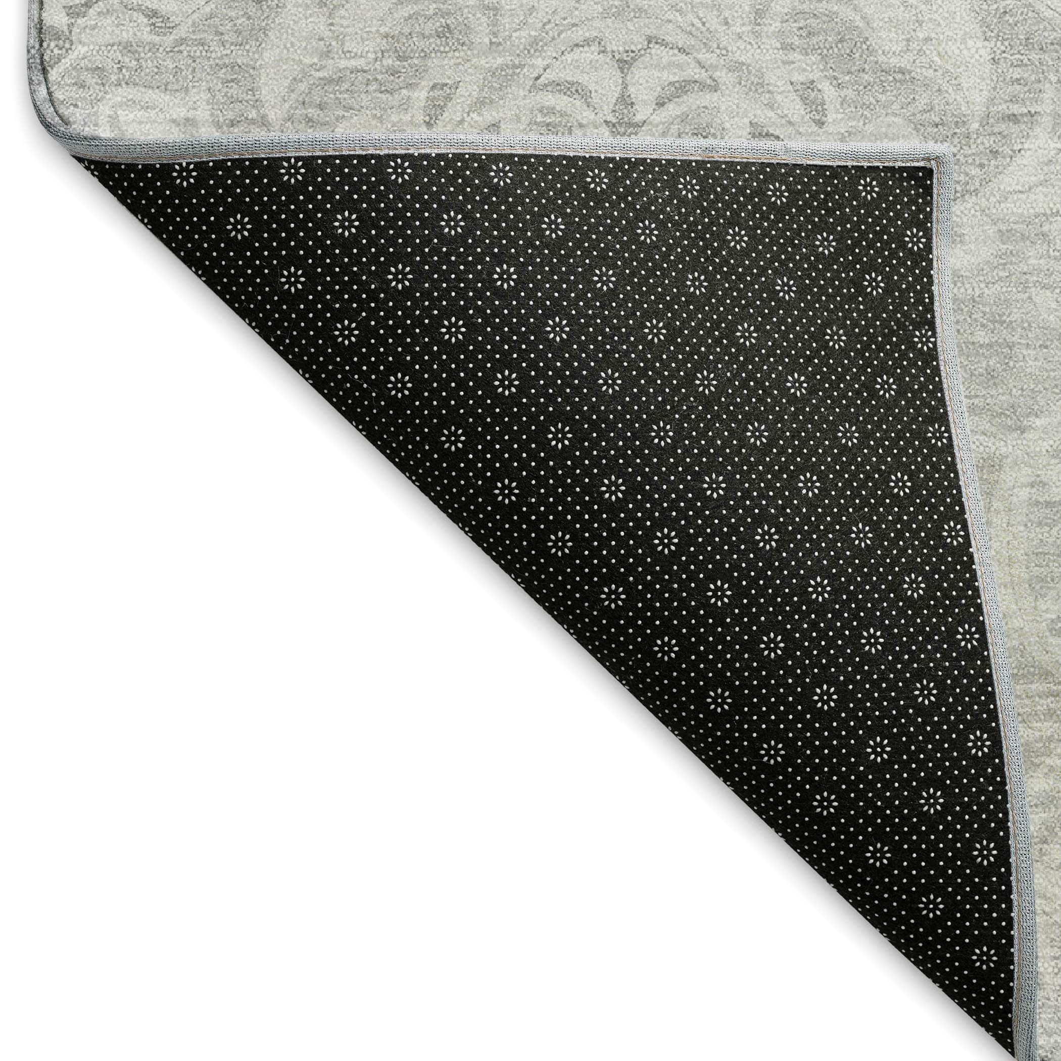 Kathmandu Machine Washable Transitional Silver Gray Rug 1'8" x 2'6" #shape_Rectangle