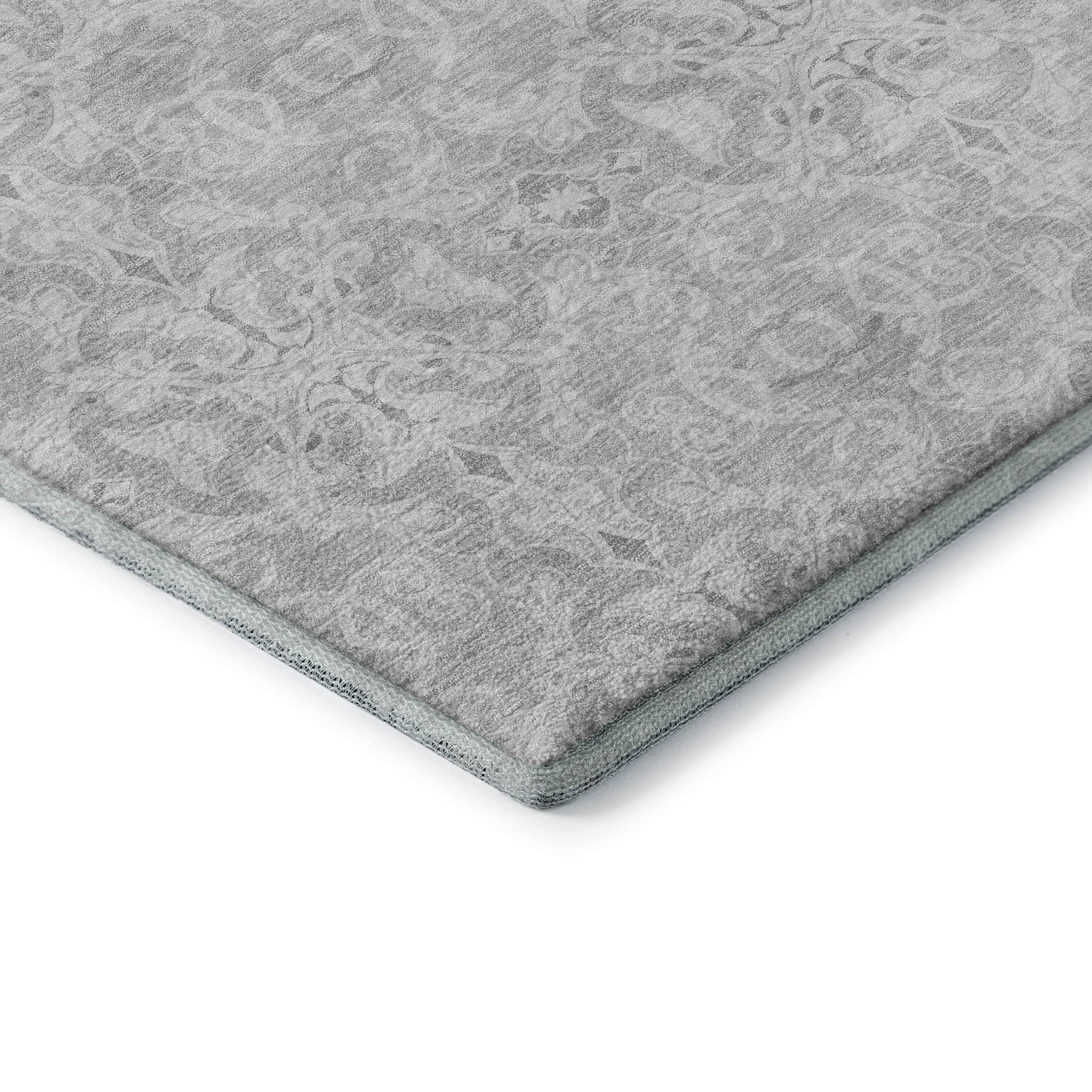 Kathmandu Machine Washable Transitional Silver Gray Rug 1'8" x 2'6" #shape_Rectangle