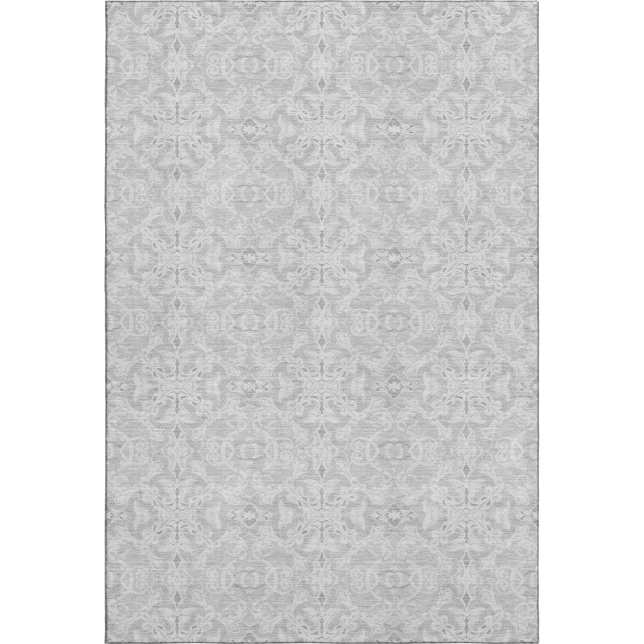 Kathmandu Machine Washable Transitional Silver Gray Rug 2'6" x 3'10" #shape_Rectangle