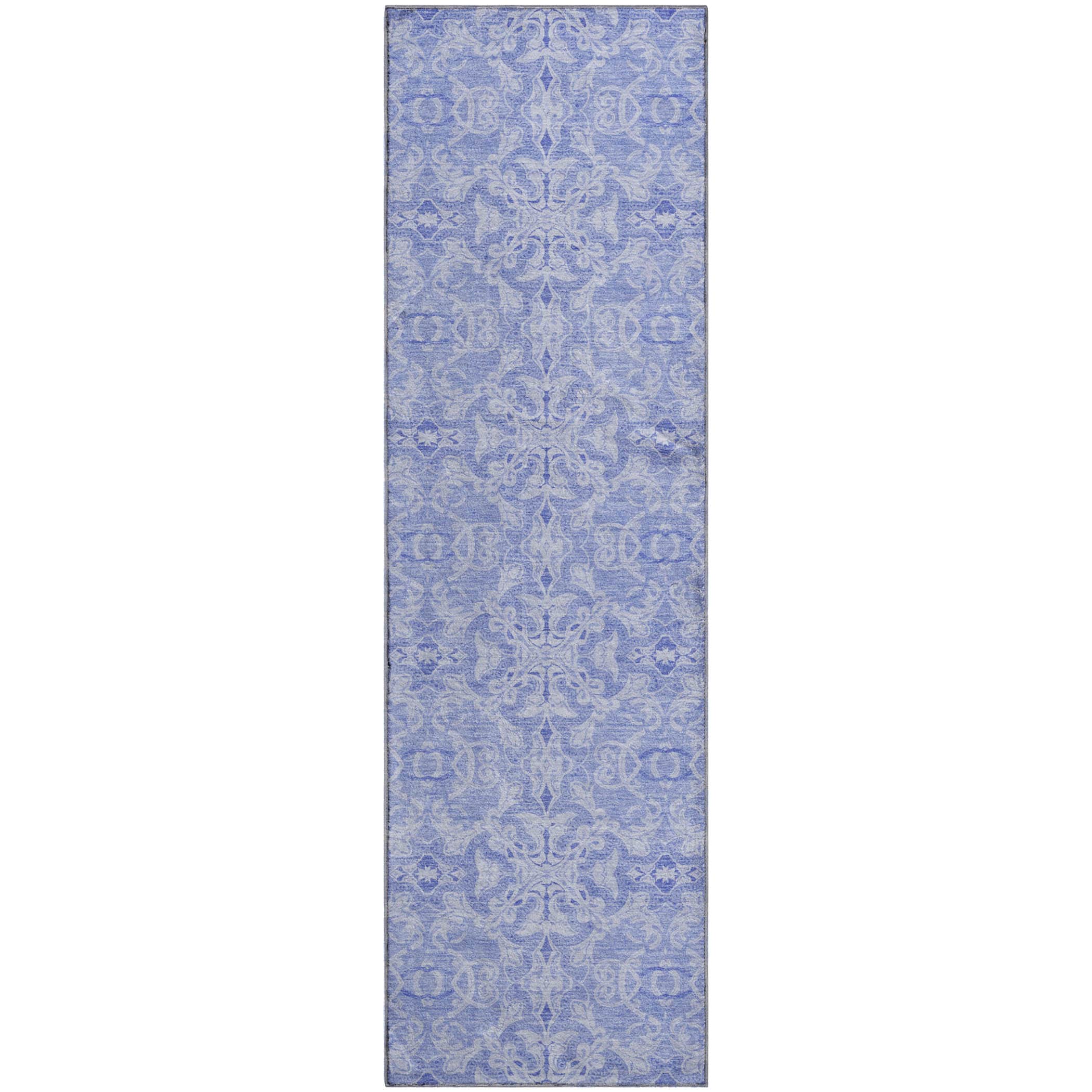 Kathmandu Machine Washable Transitional Sky Blue Rug 2'3" x 7'6" #shape_Runner