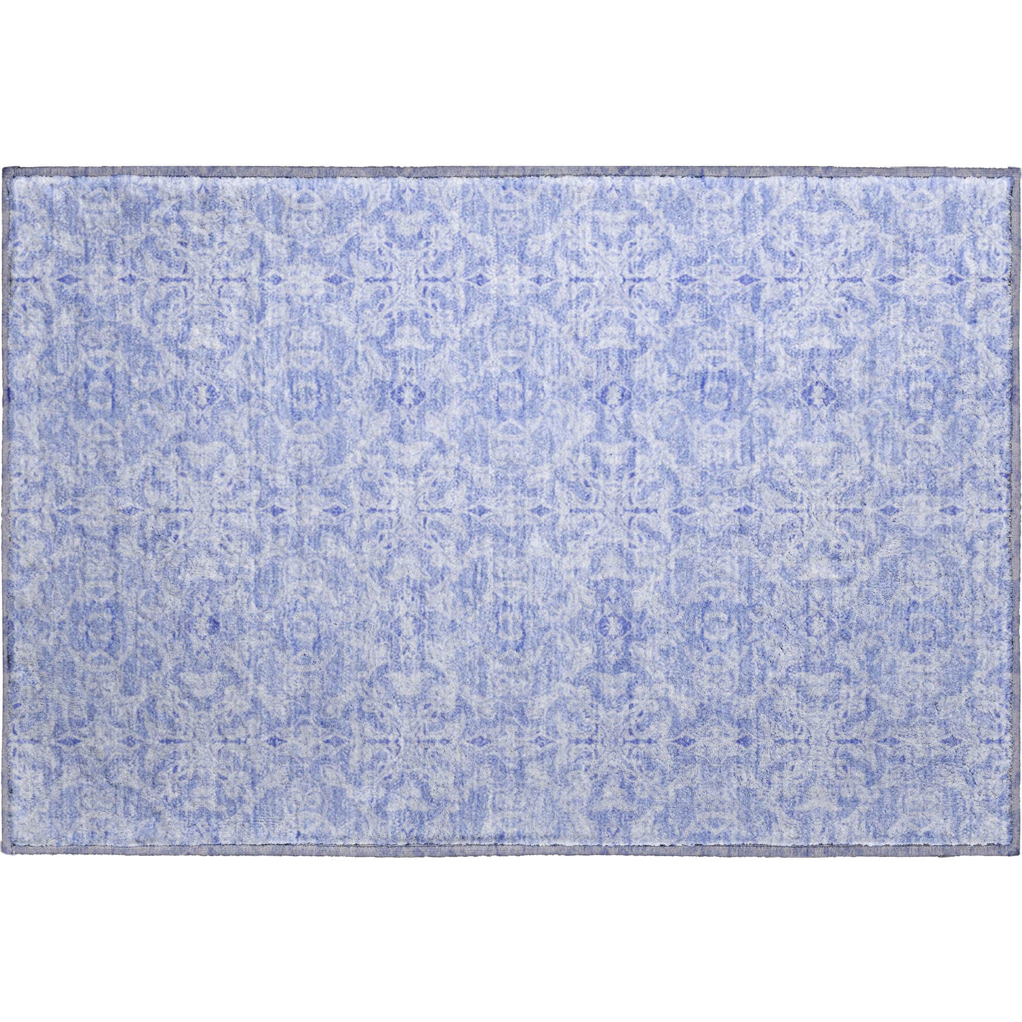 Kathmandu Machine Washable Transitional Sky Blue Rug 1'8" x 2'6" #shape_Rectangle