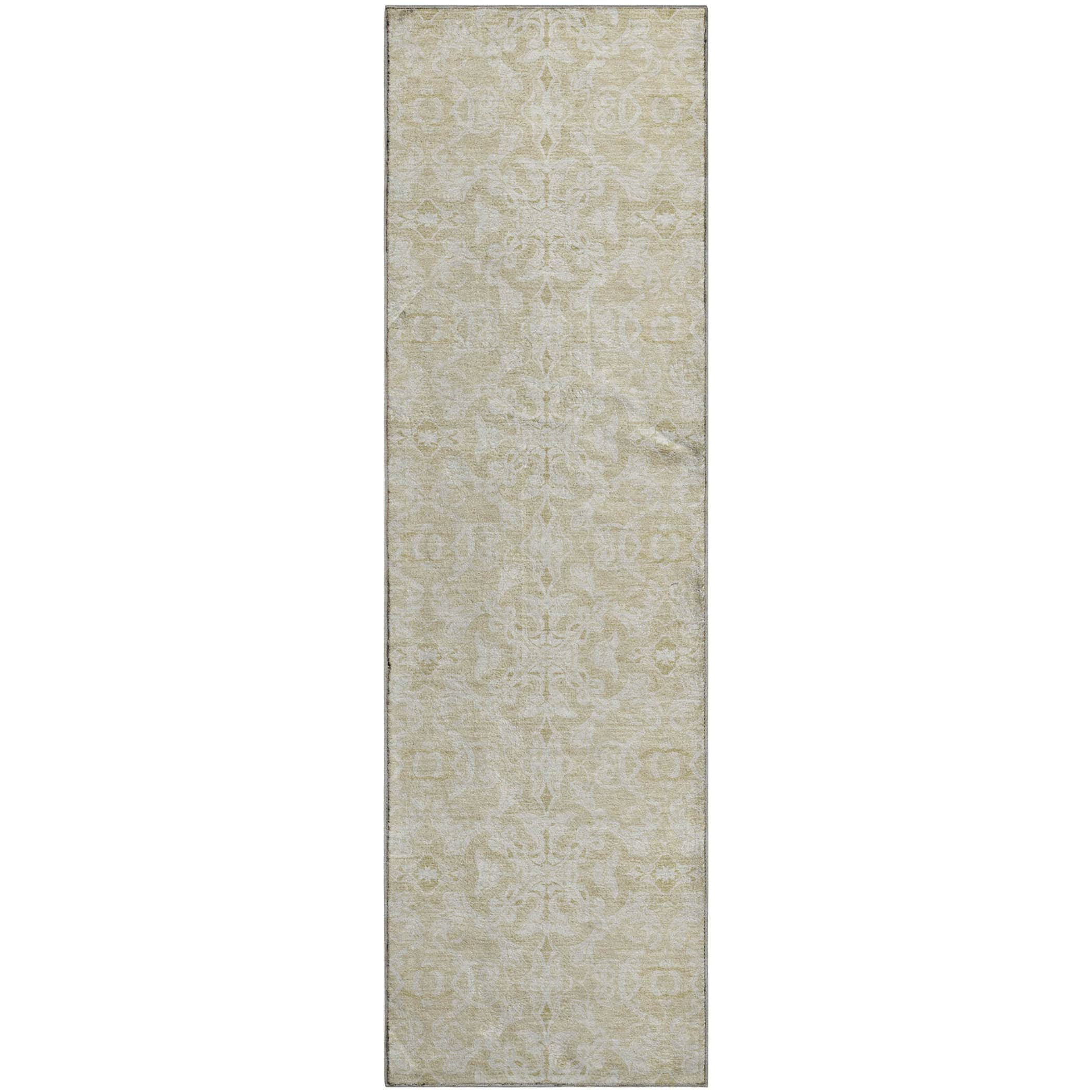 Kathmandu Machine Washable Transitional Tan Brown Rug 2'3" x 7'6" #shape_Runner