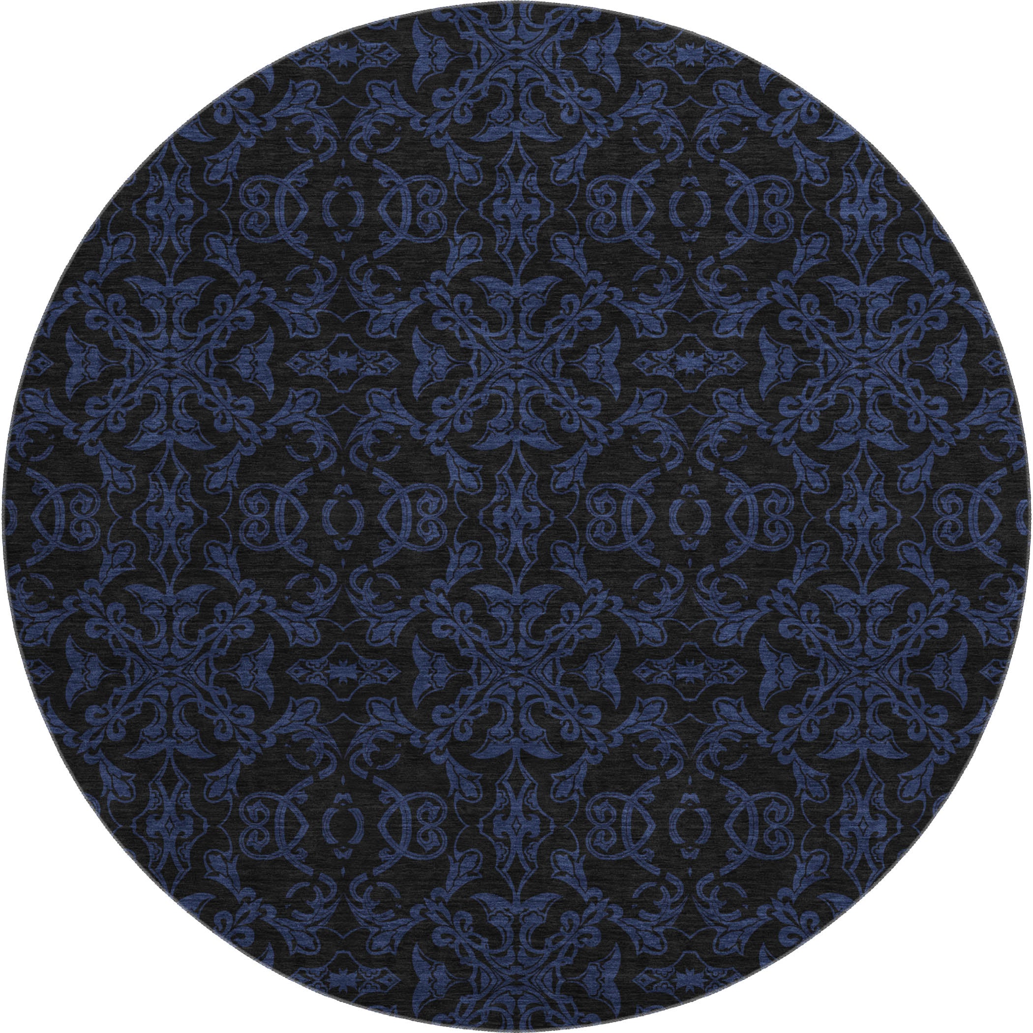 Rome Machine Washable Transitional Blue Rug 8' x 8' #shape_Round