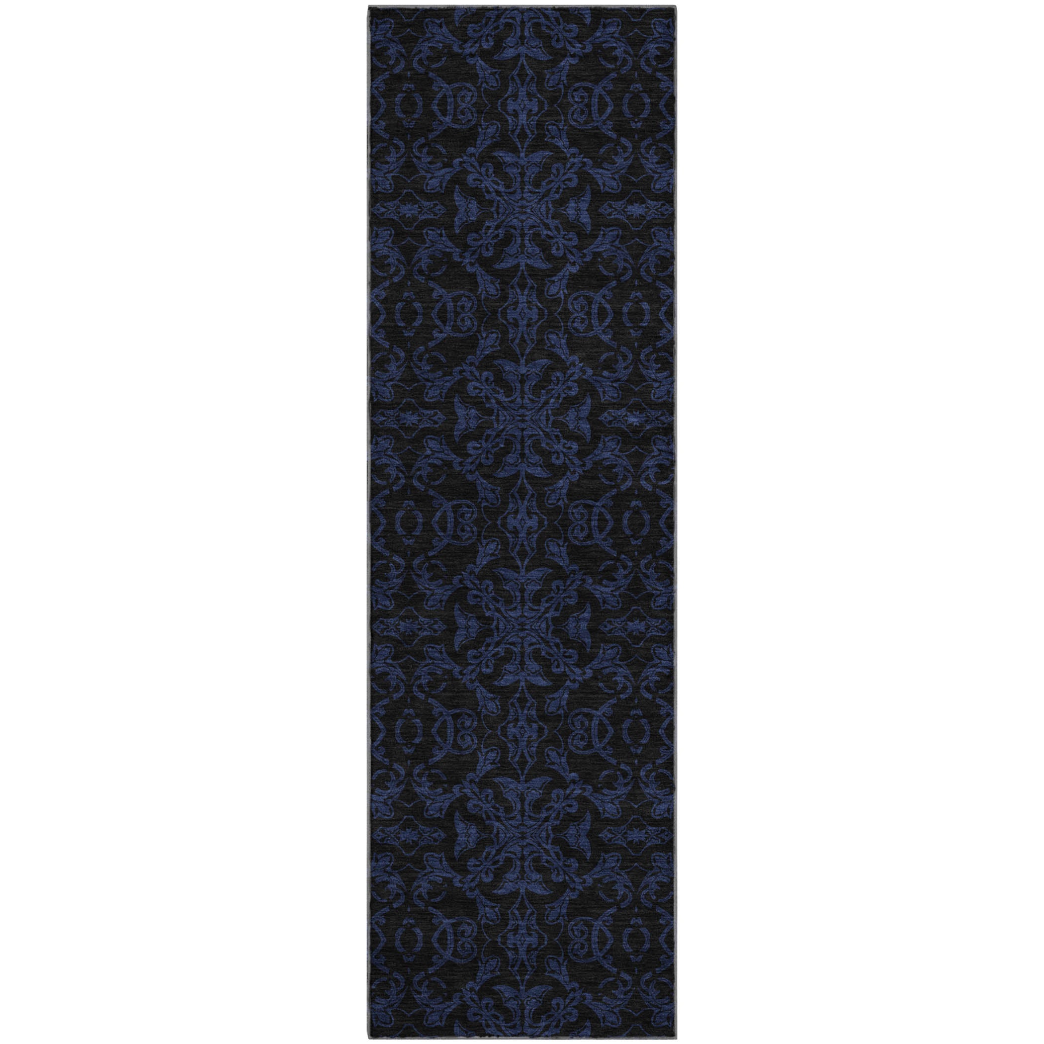 Rome Machine Washable Transitional Blue Rug 2'3" x 7'6" #shape_Runner