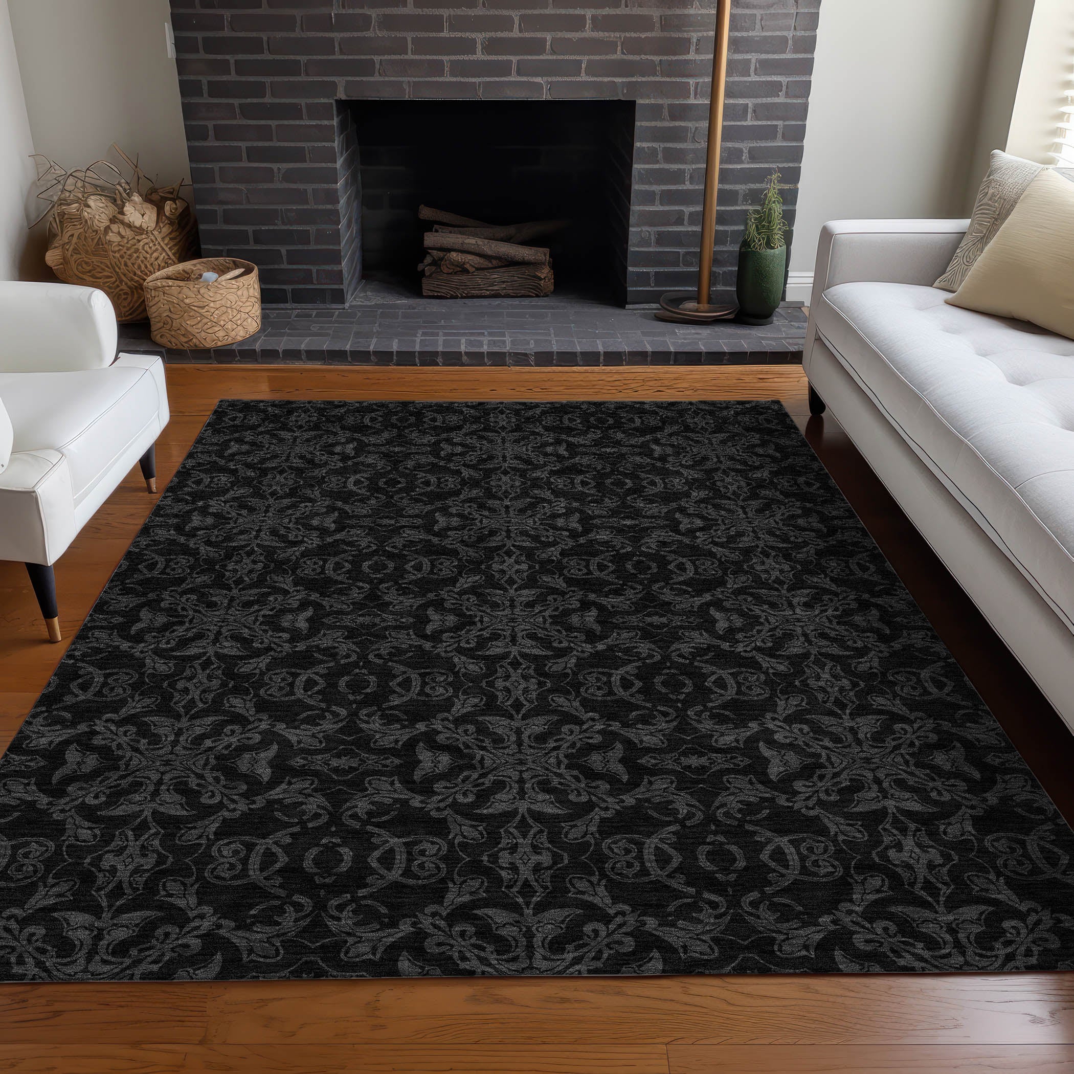 Rome Machine Washable Transitional Gray Rug 2'6" x 3'10" #shape_Rectangle