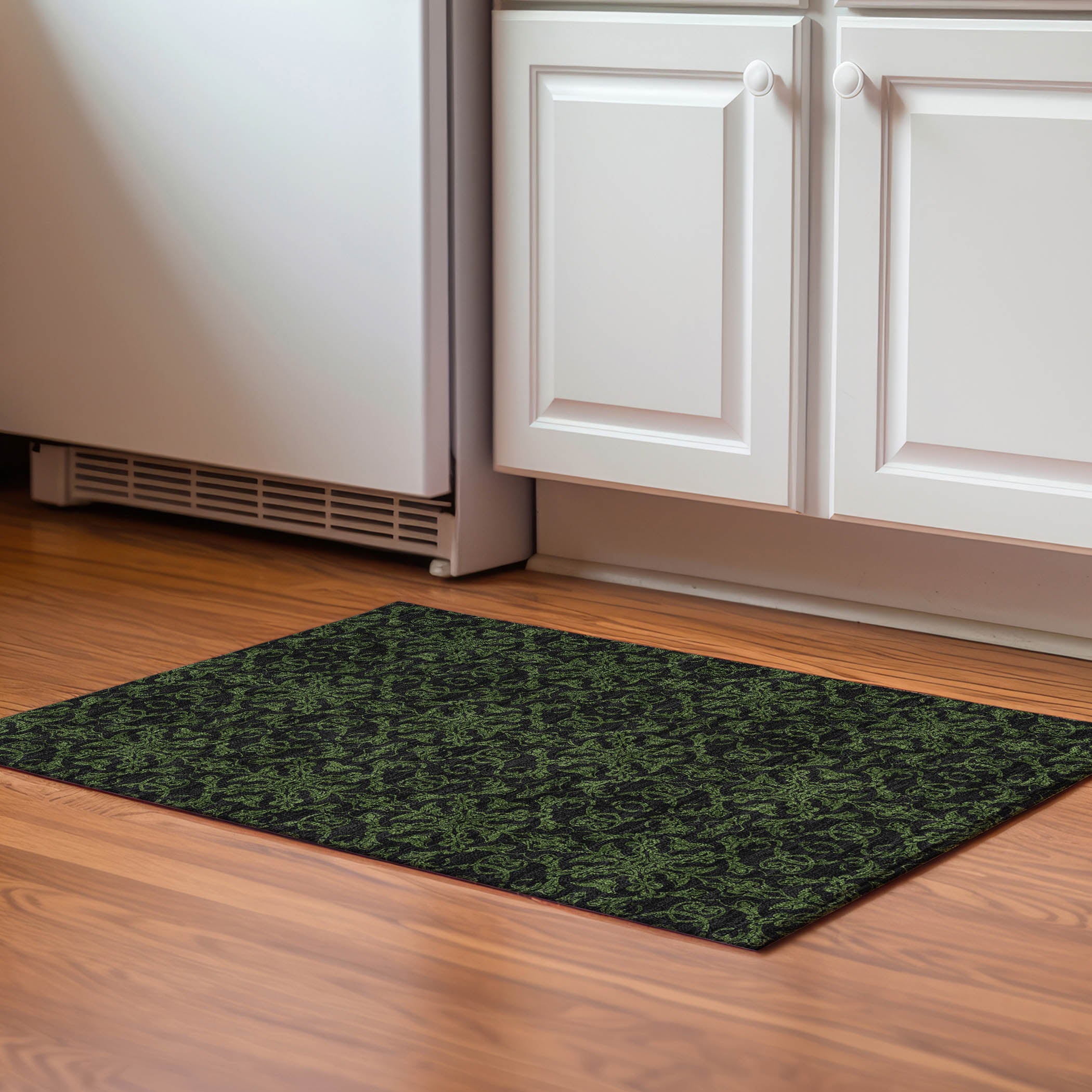 Rome Machine Washable Transitional Olive Green Rug 1'8" x 2'6" #shape_Rectangle