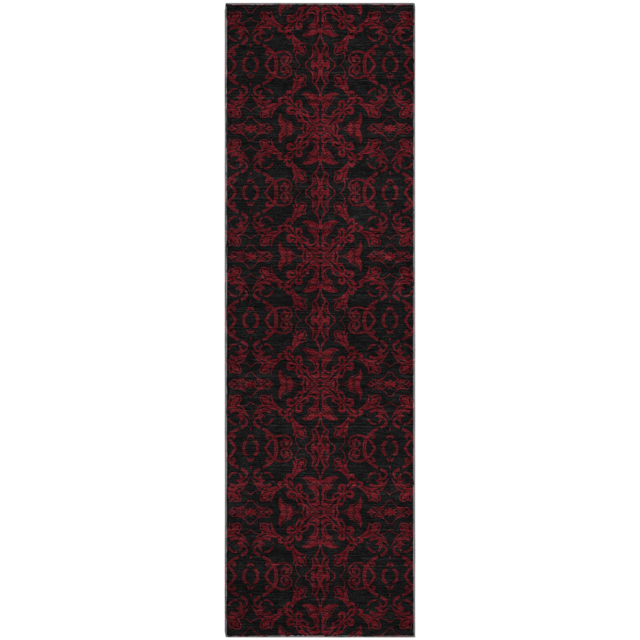 Rome Machine Washable Transitional Red Rug 2'3" x 7'6" #shape_Runner