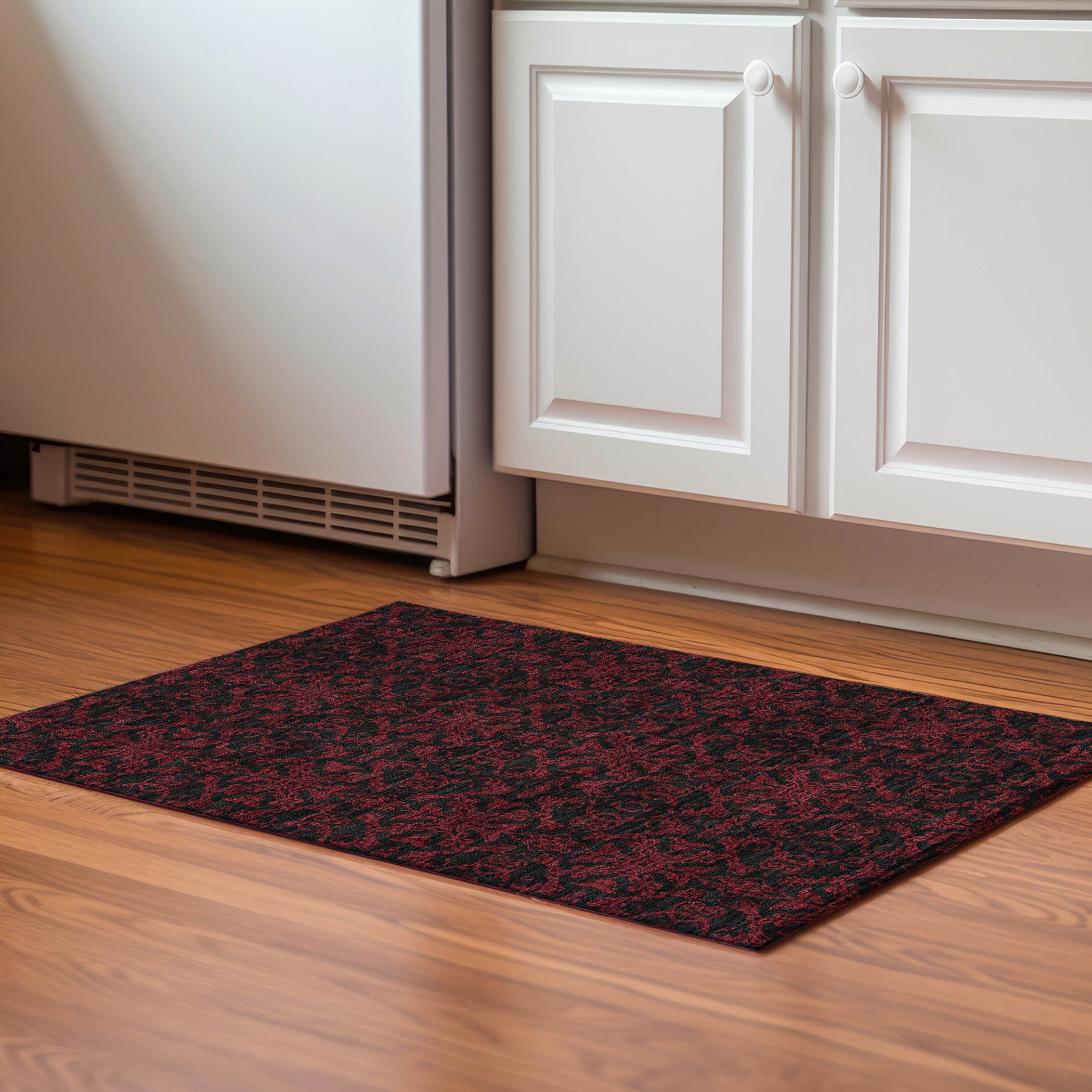 Rome Machine Washable Transitional Red Rug 1'8" x 2'6" #shape_Rectangle