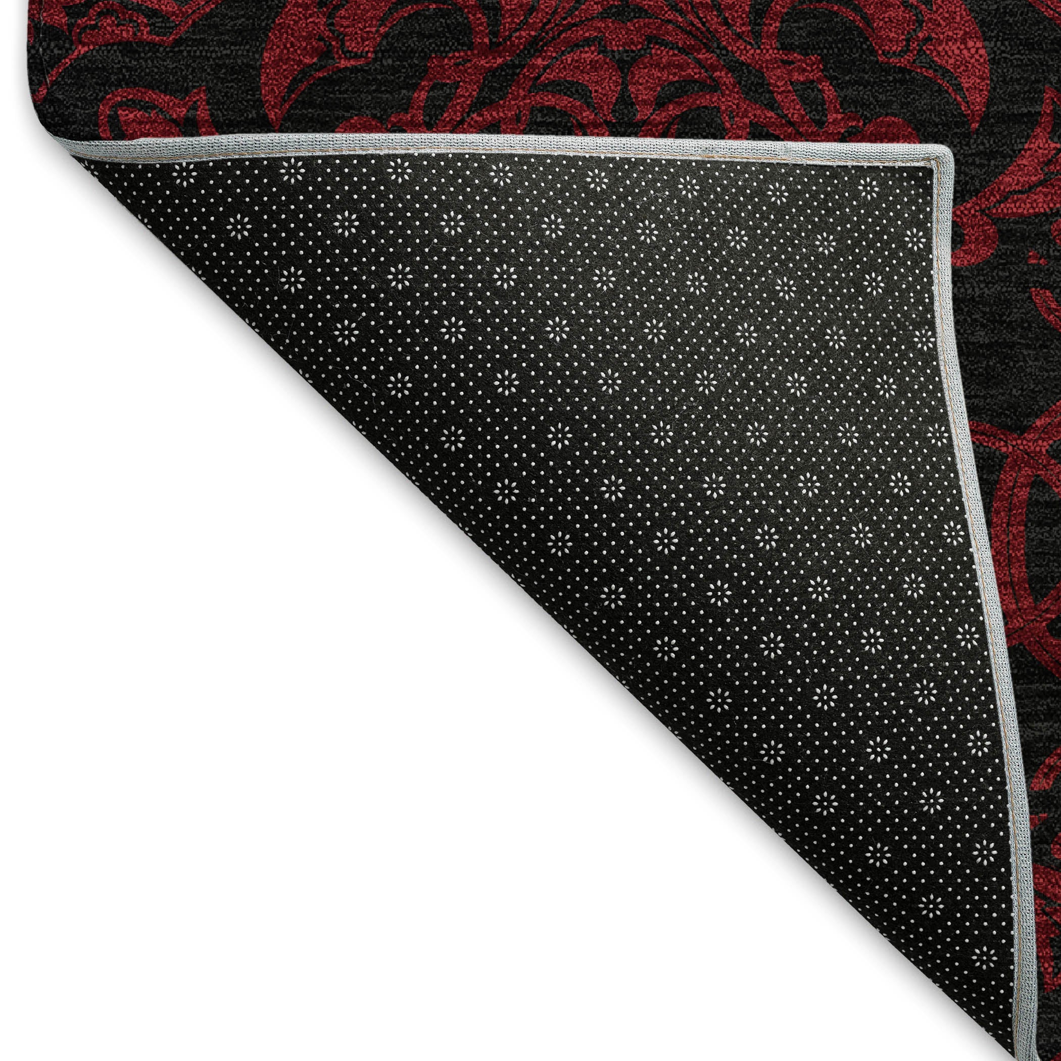 Rome Machine Washable Transitional Red Rug 1'8" x 2'6" #shape_Rectangle