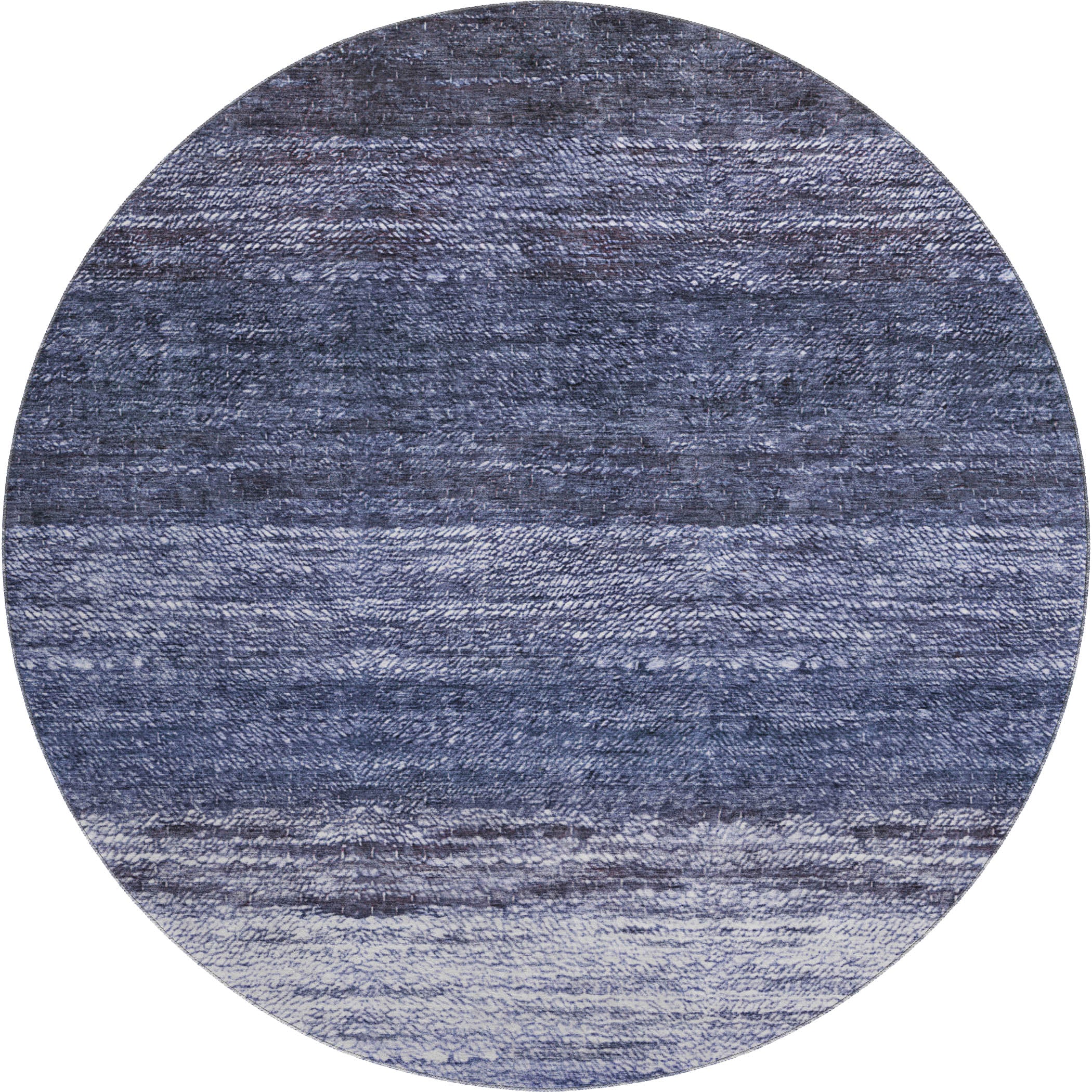 Mdina Machine Washable Transitional Blue Rug 8' x 8' #shape_Round