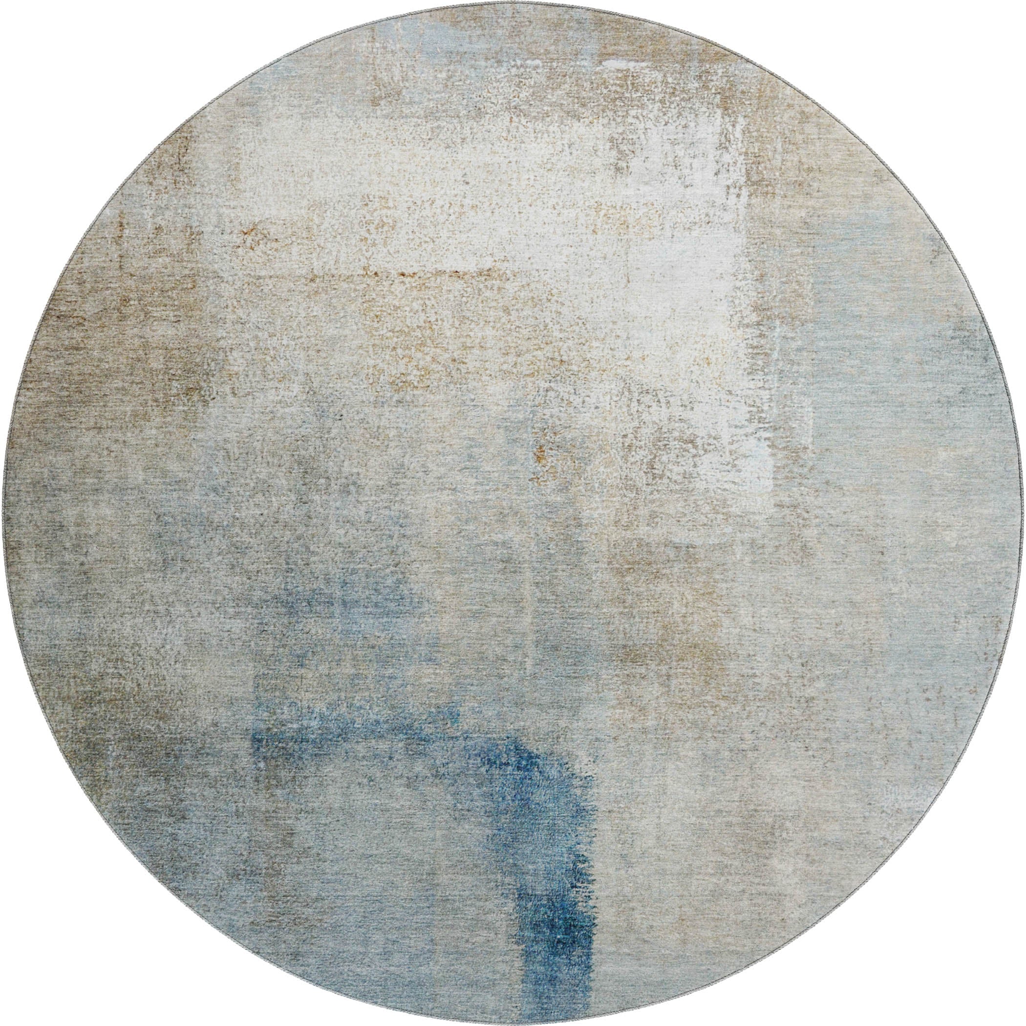 Mdina Machine Washable Transitional Taupe Brown Rug 8' x 8' #shape_Round