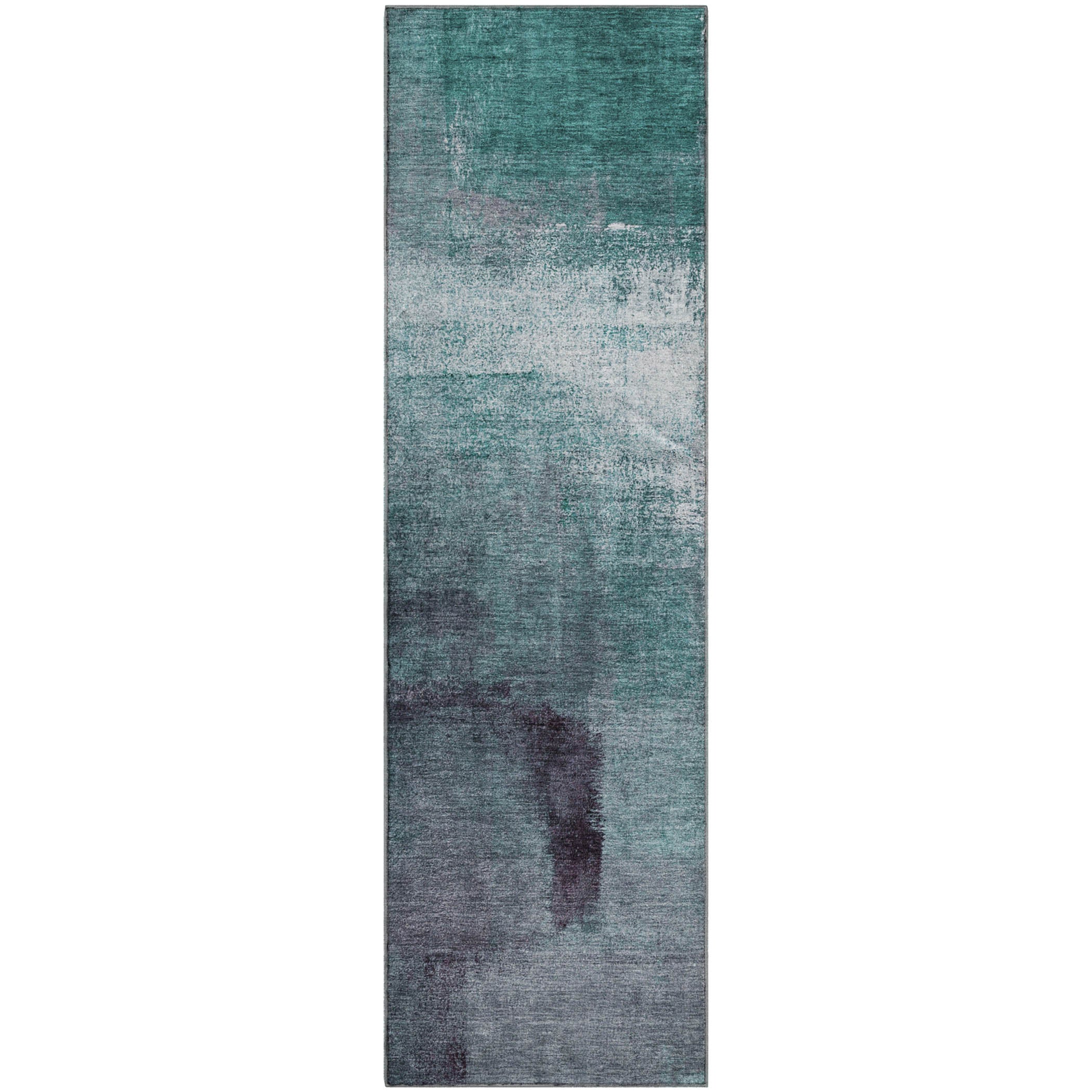 Mdina Machine Washable Transitional Teal Rug 2'3" x 7'6" #shape_Runner