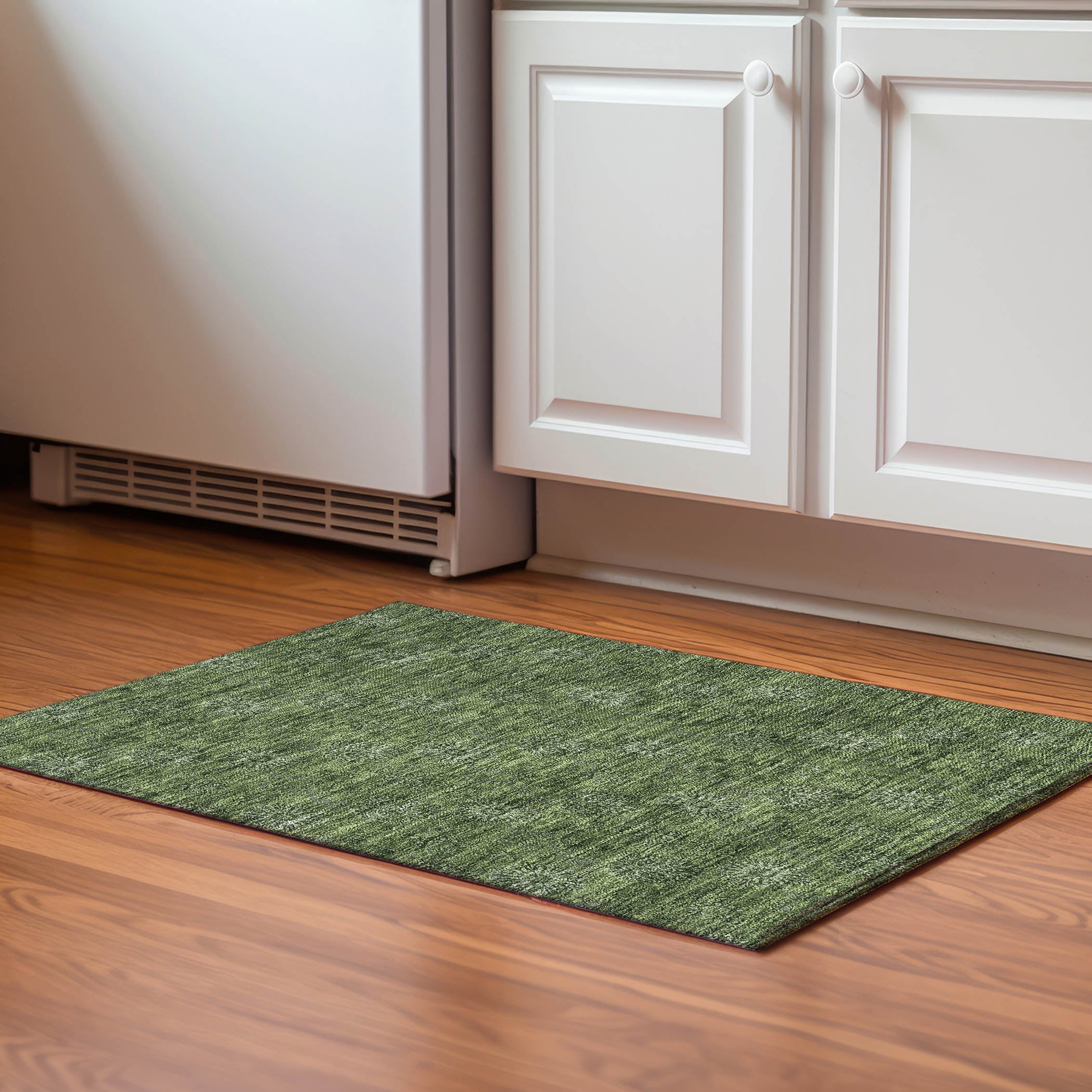 Bangkok Machine Washable Transitional Olive Green Rug 1'8" x 2'6" #shape_Rectangle