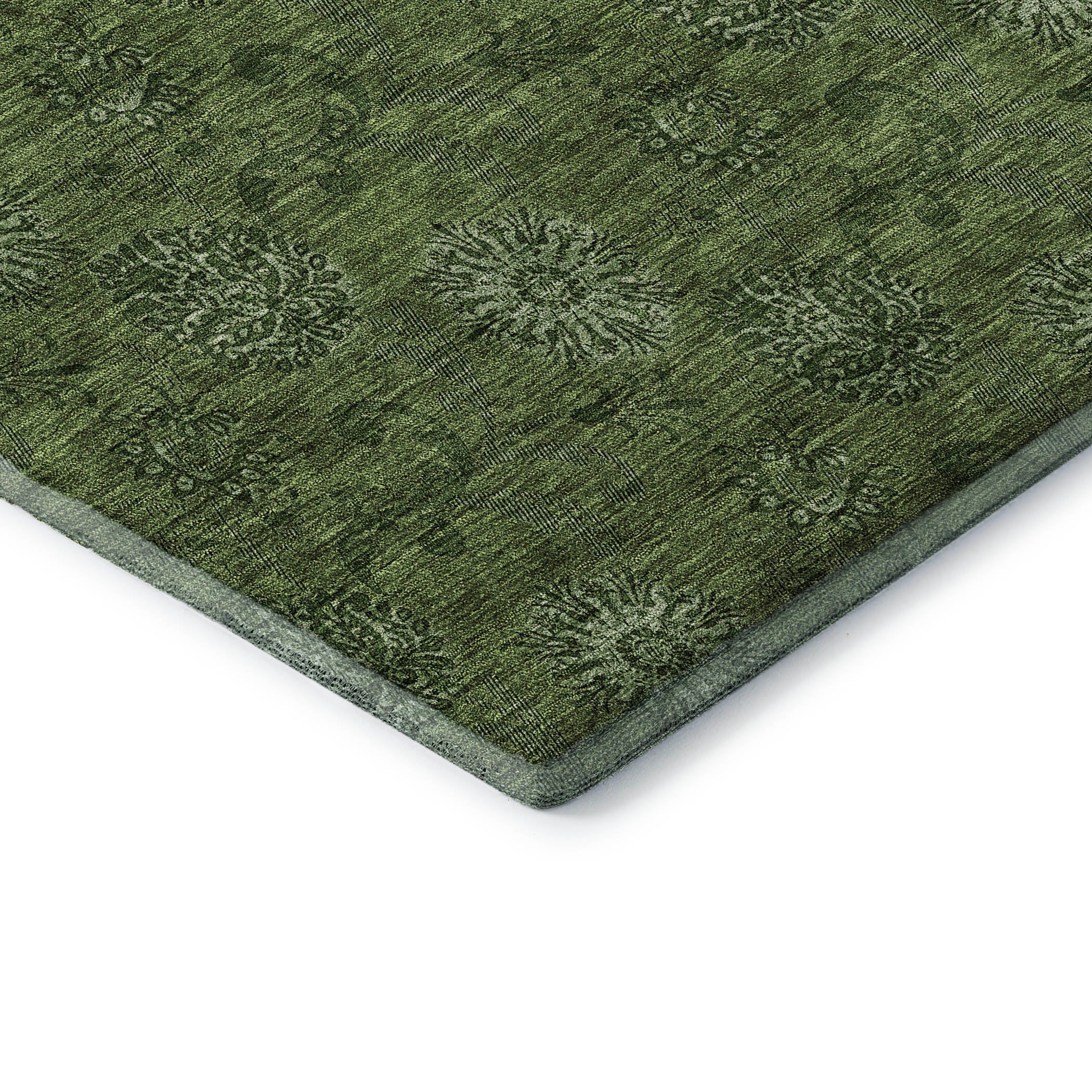 Bangkok Machine Washable Transitional Olive Green Rug 1'8" x 2'6" #shape_Rectangle