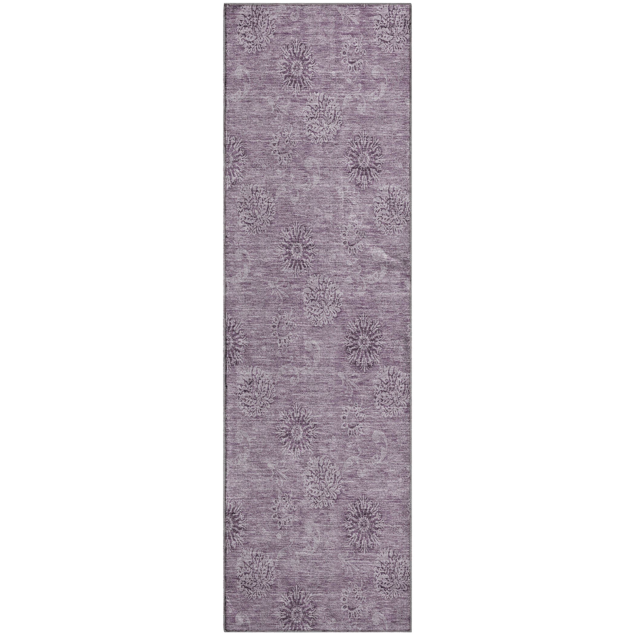 Kyoto Machine Washable Transitional Plum Purple Rug 2'3" x 7'6" #shape_Runner