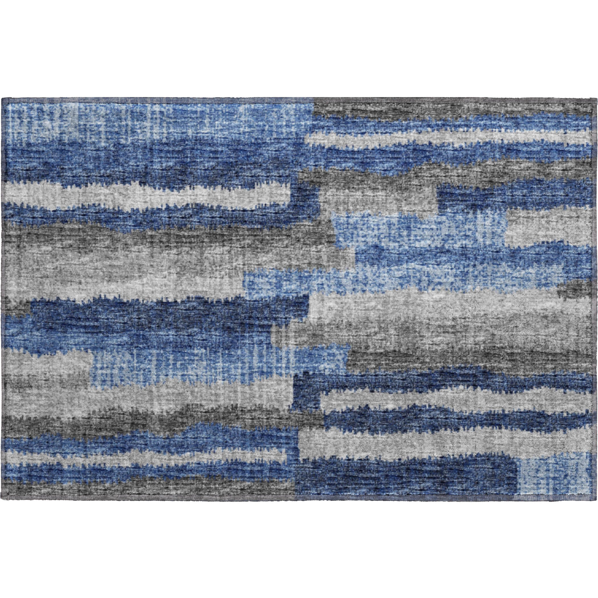 Rome Machine Washable Transitional Blue Rug 1'8" x 2'6" #shape_Rectangle