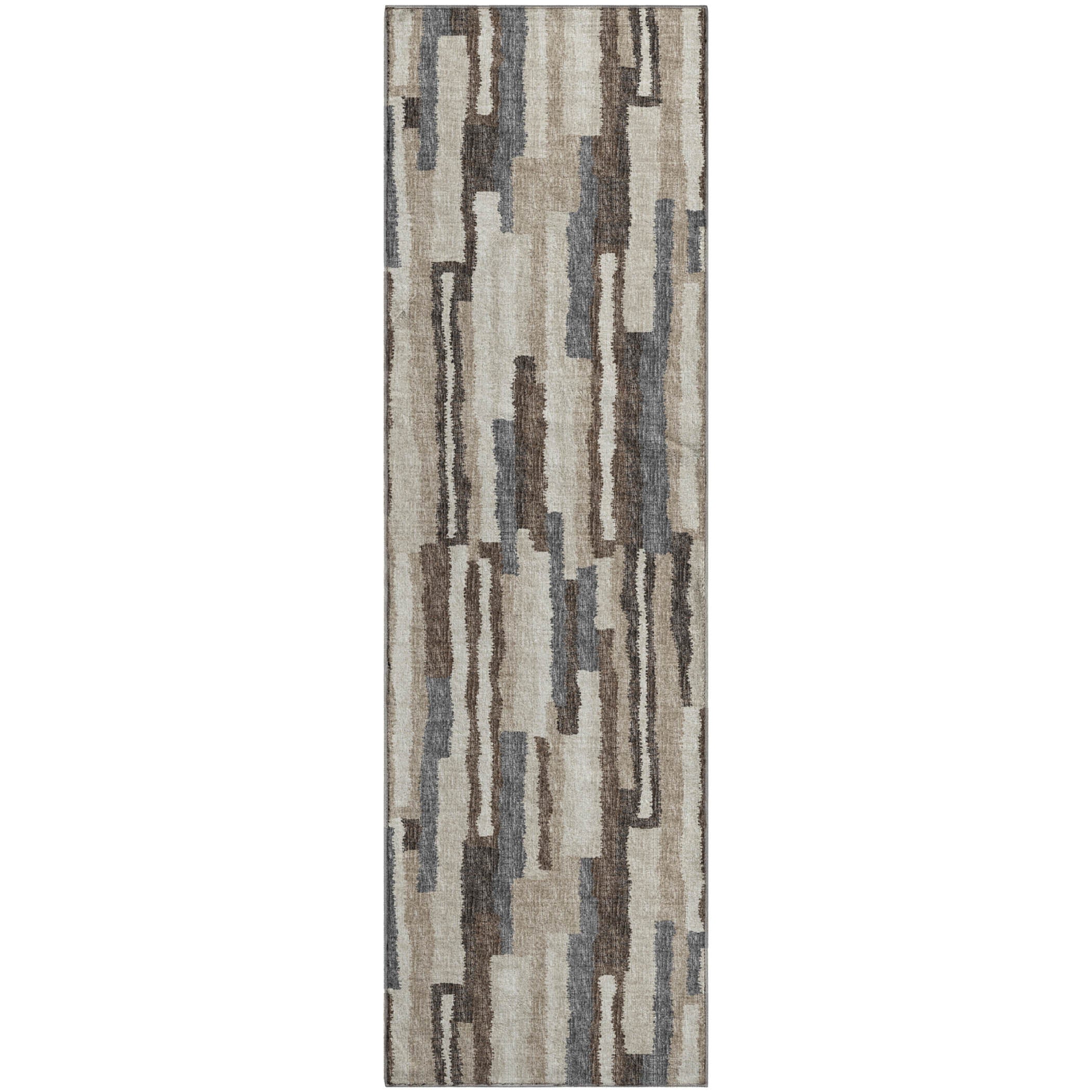Rome Machine Washable Transitional Earth Brown Rug 2'3" x 7'6" #shape_Runner