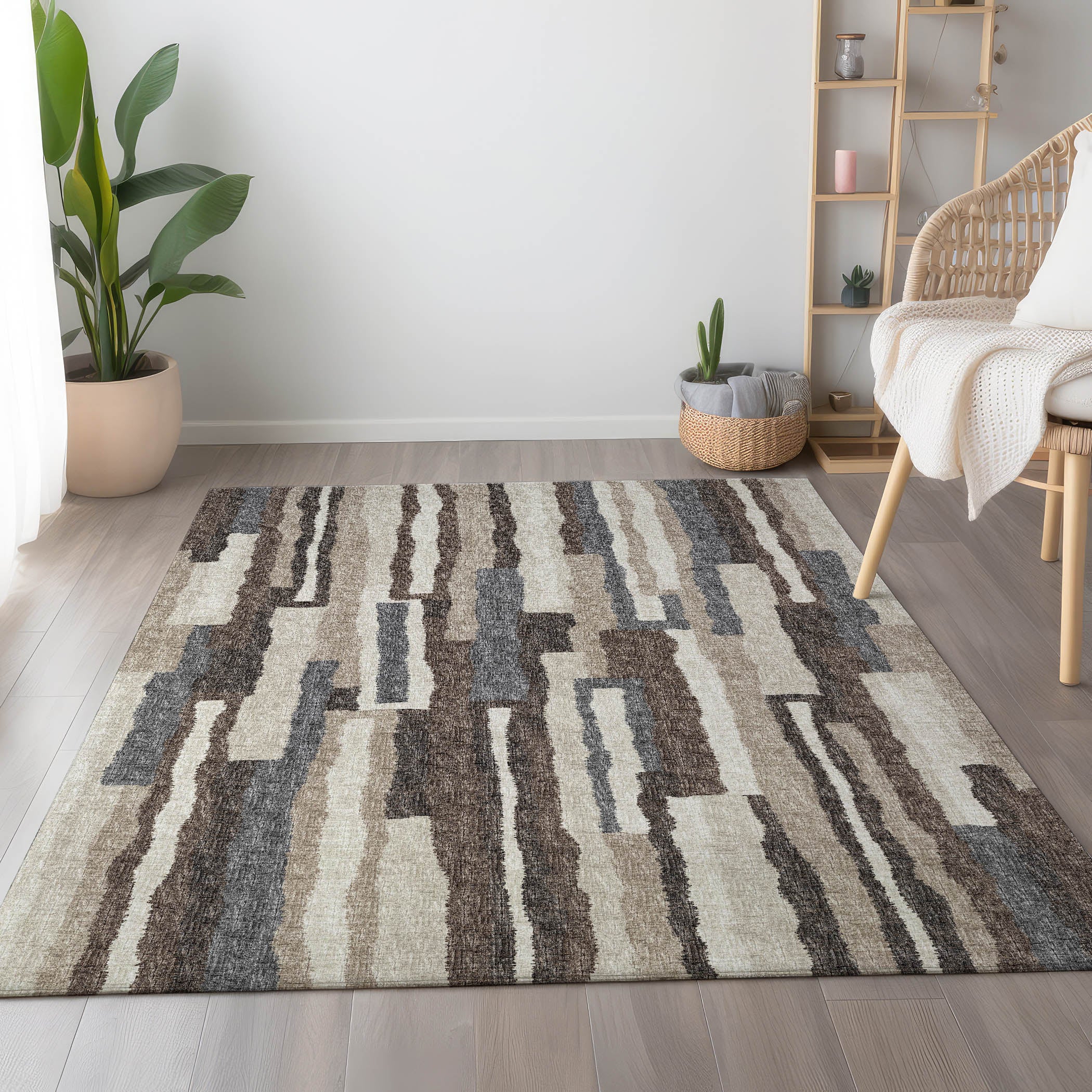 Rome Machine Washable Transitional Earth Brown Rug 2'6" x 3'10" #shape_Rectangle