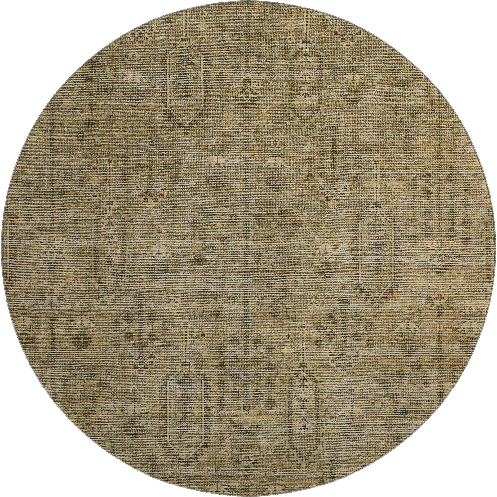 Lima Machine Washable Transitional Brown Rug 8' x 8' #shape_Round