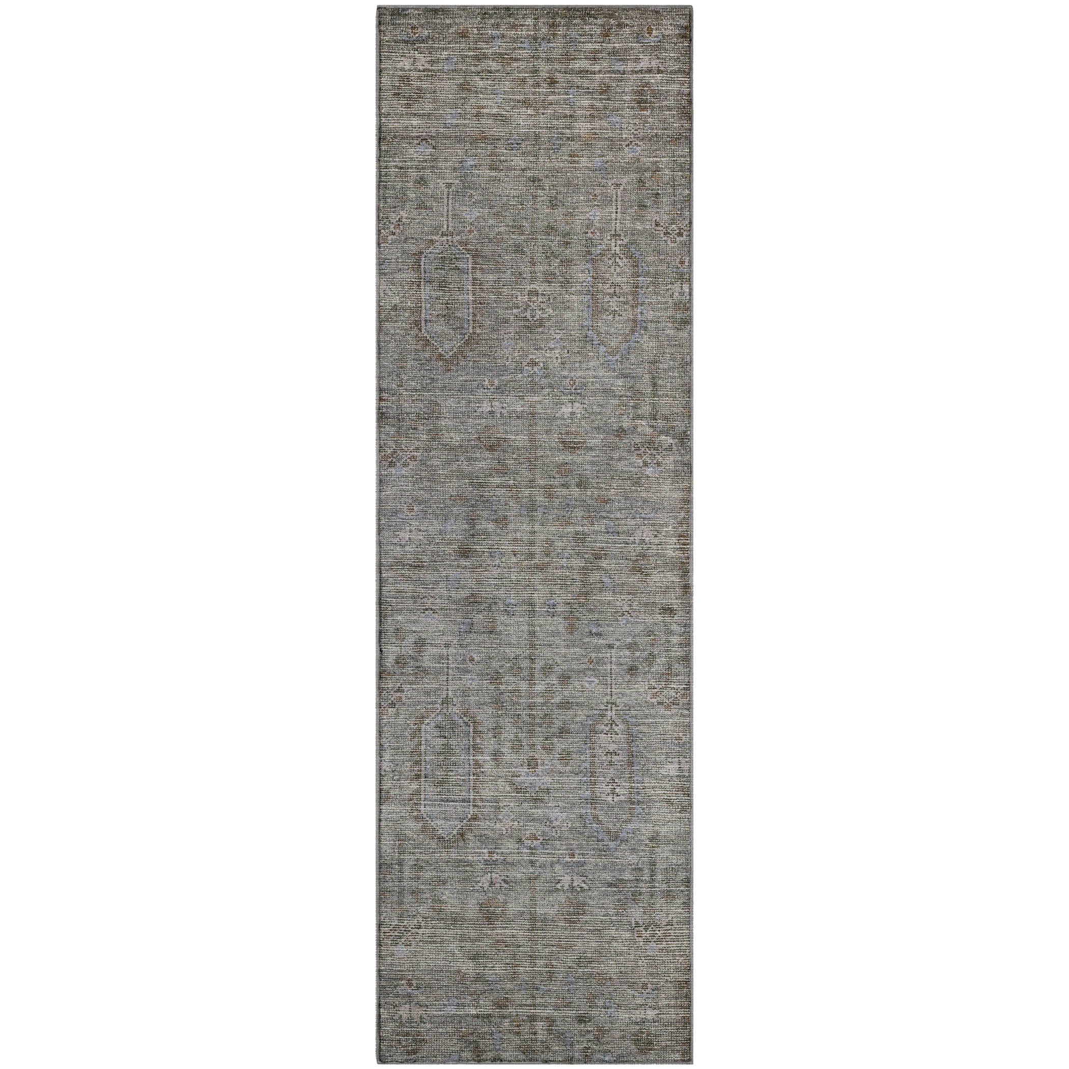 Lima Machine Washable Transitional Granite Gray Rug 2'3" x 7'6" #shape_Runner