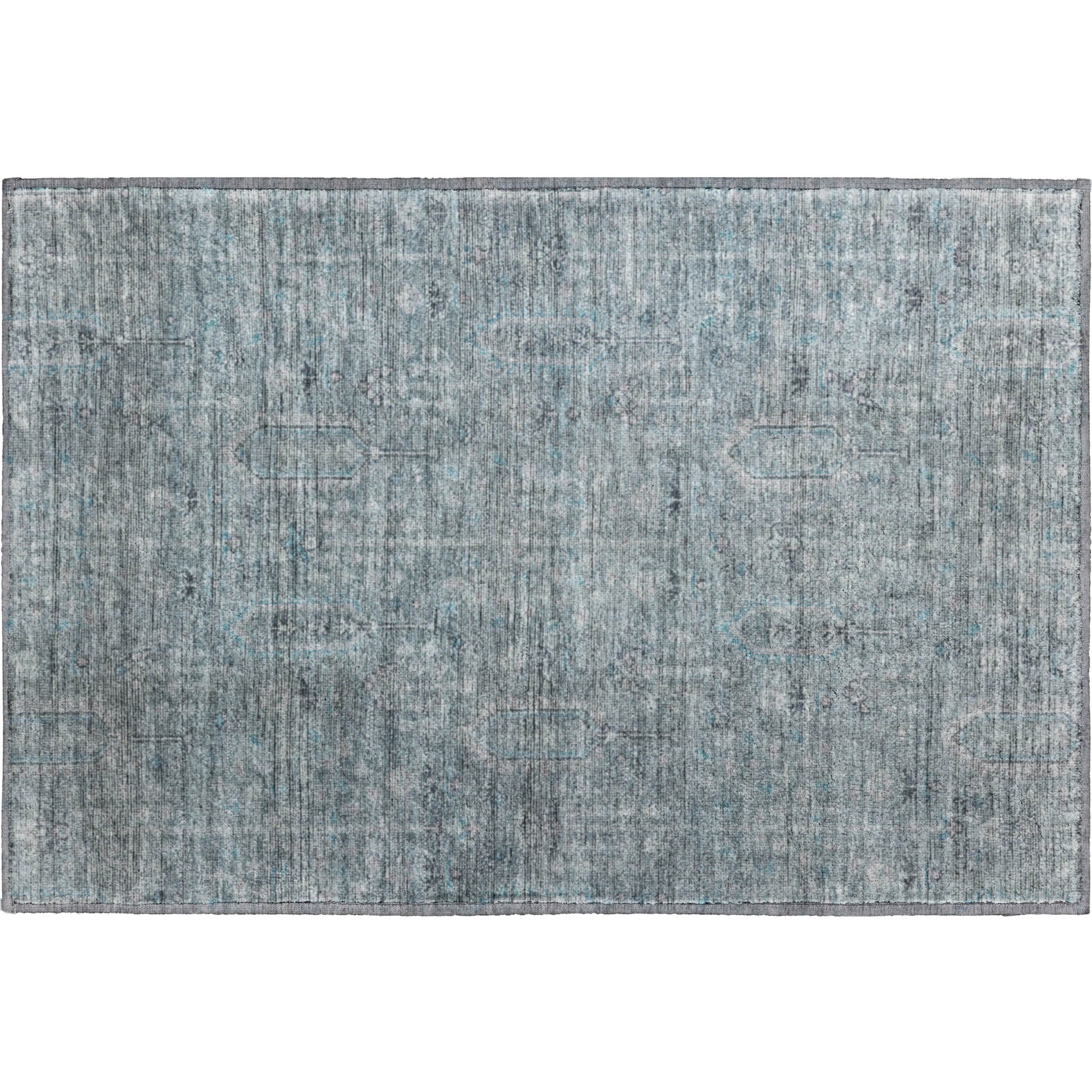Lima Machine Washable Transitional Teal Rug 1'8" x 2'6" #shape_Rectangle