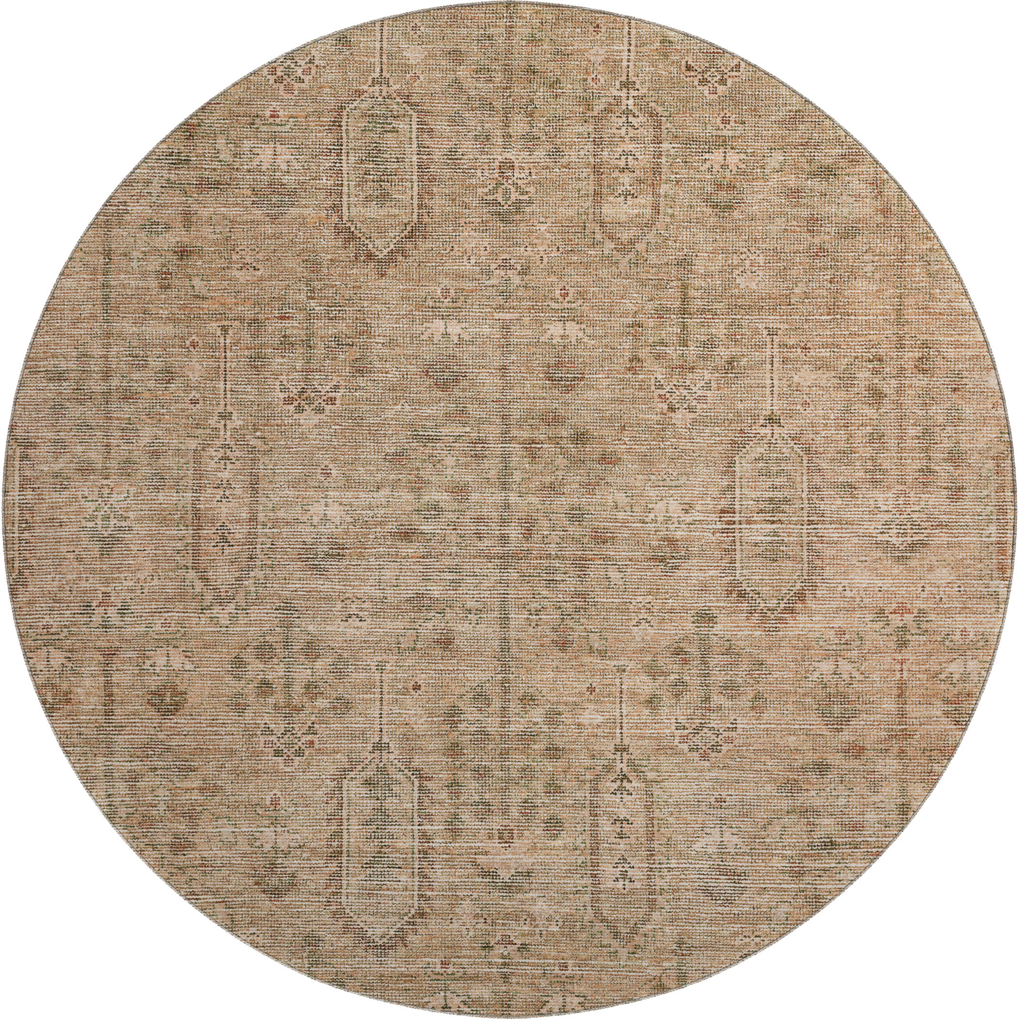 Lima Machine Washable Transitional Terracotta Orange Rug 8' x 8' #shape_Round