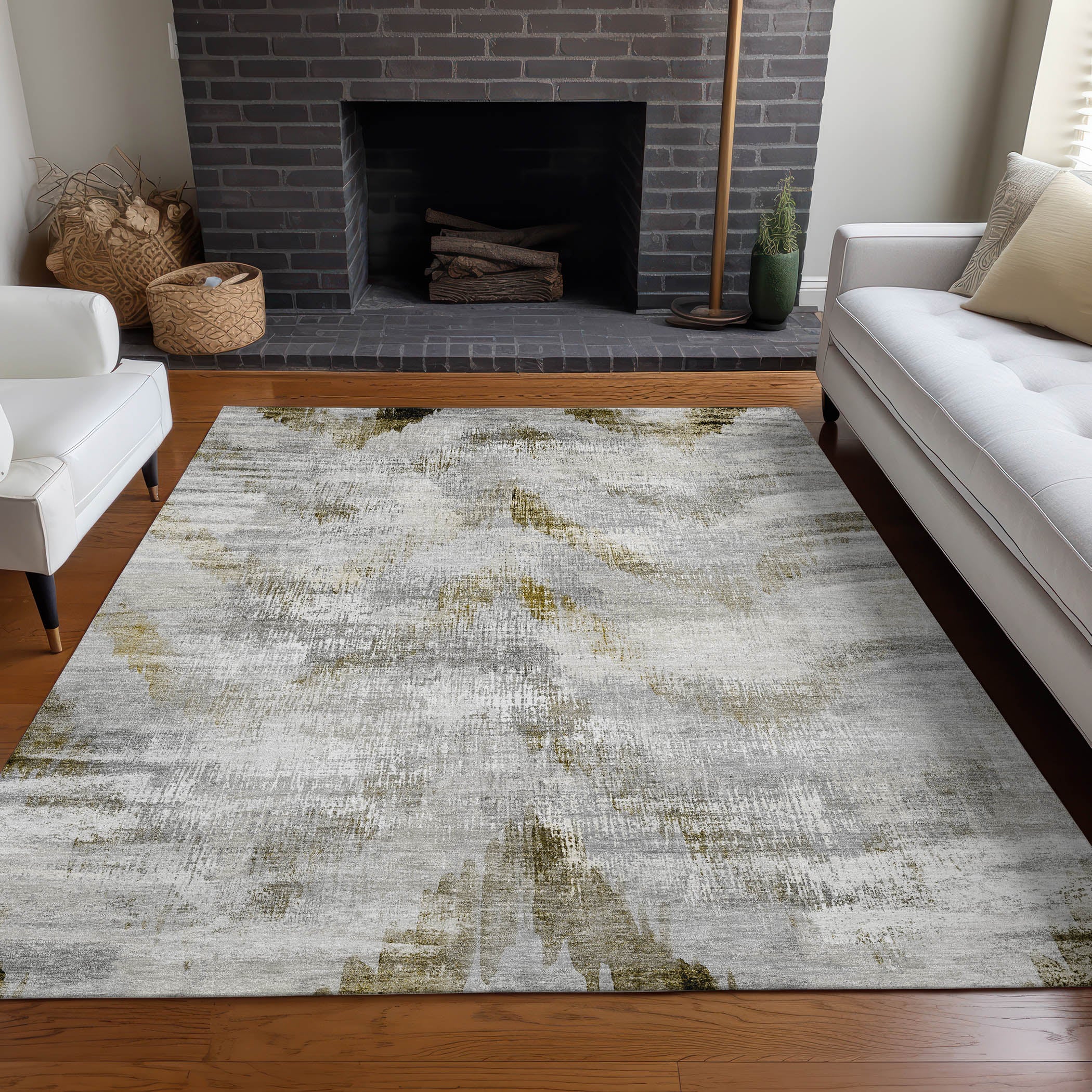 Tbilisi Machine Washable Transitional Taupe Brown Rug 2'6" x 3'10" #shape_Rectangle
