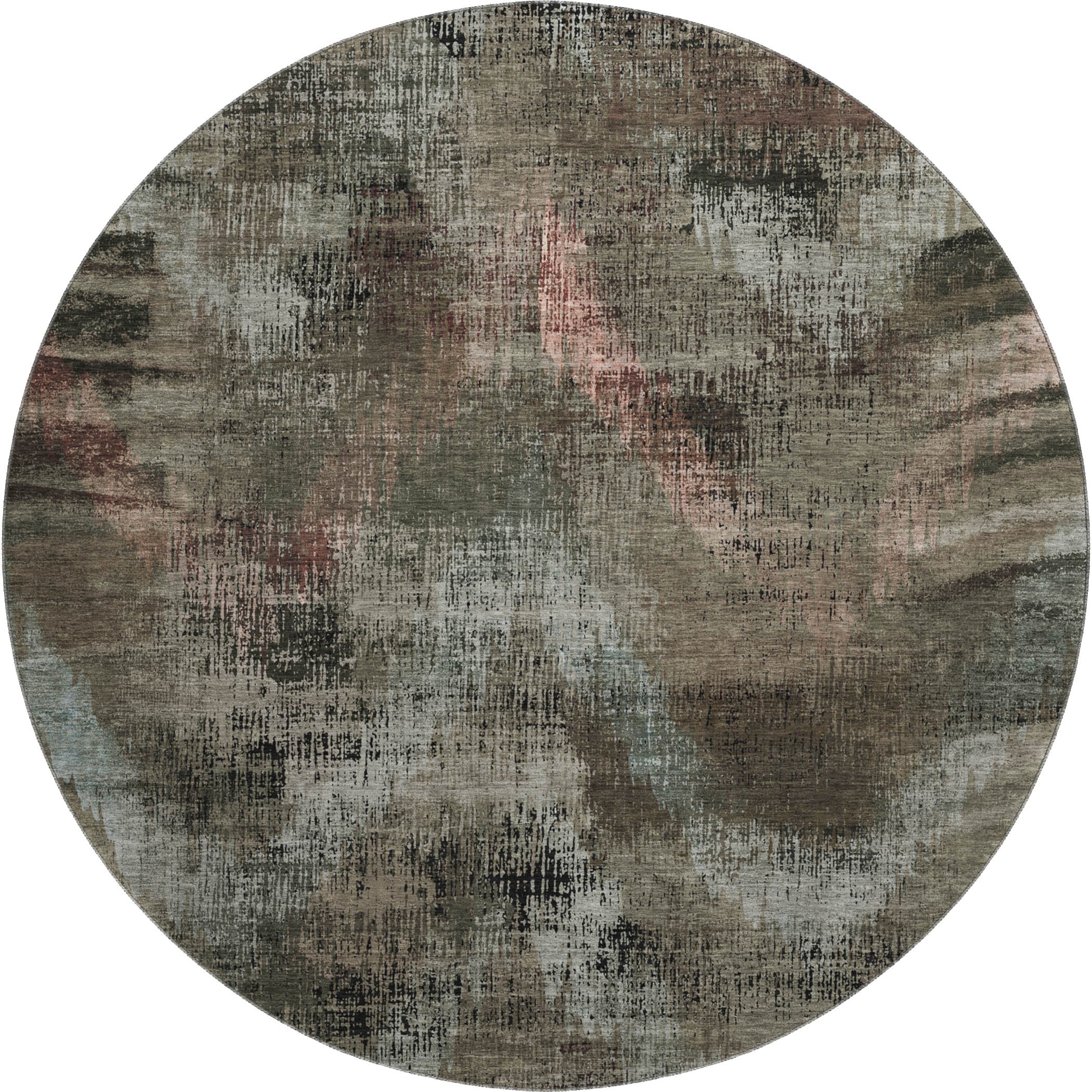 Istanbul Machine Washable Transitional Brown Rug 8' x 8' #shape_Round