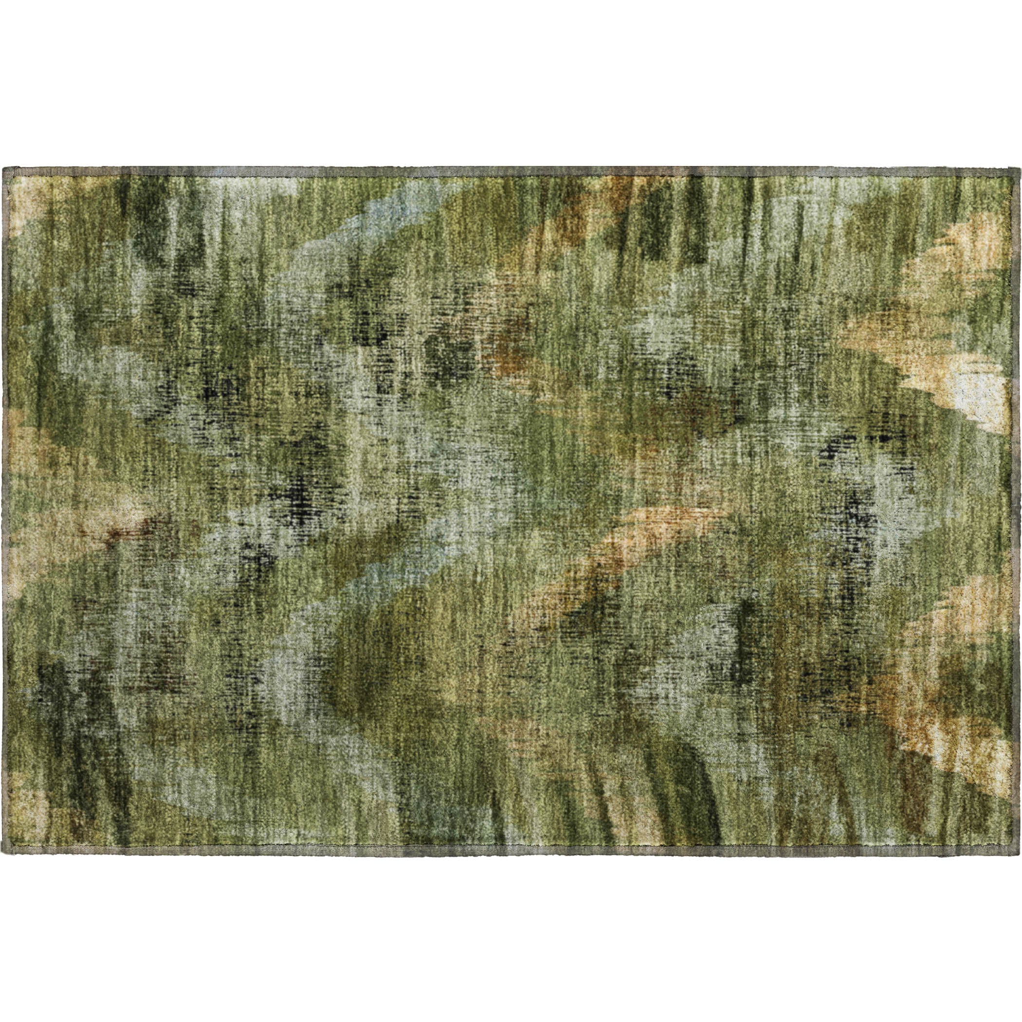 Istanbul Machine Washable Transitional Olive Green Rug 1'8" x 2'6" #shape_Rectangle
