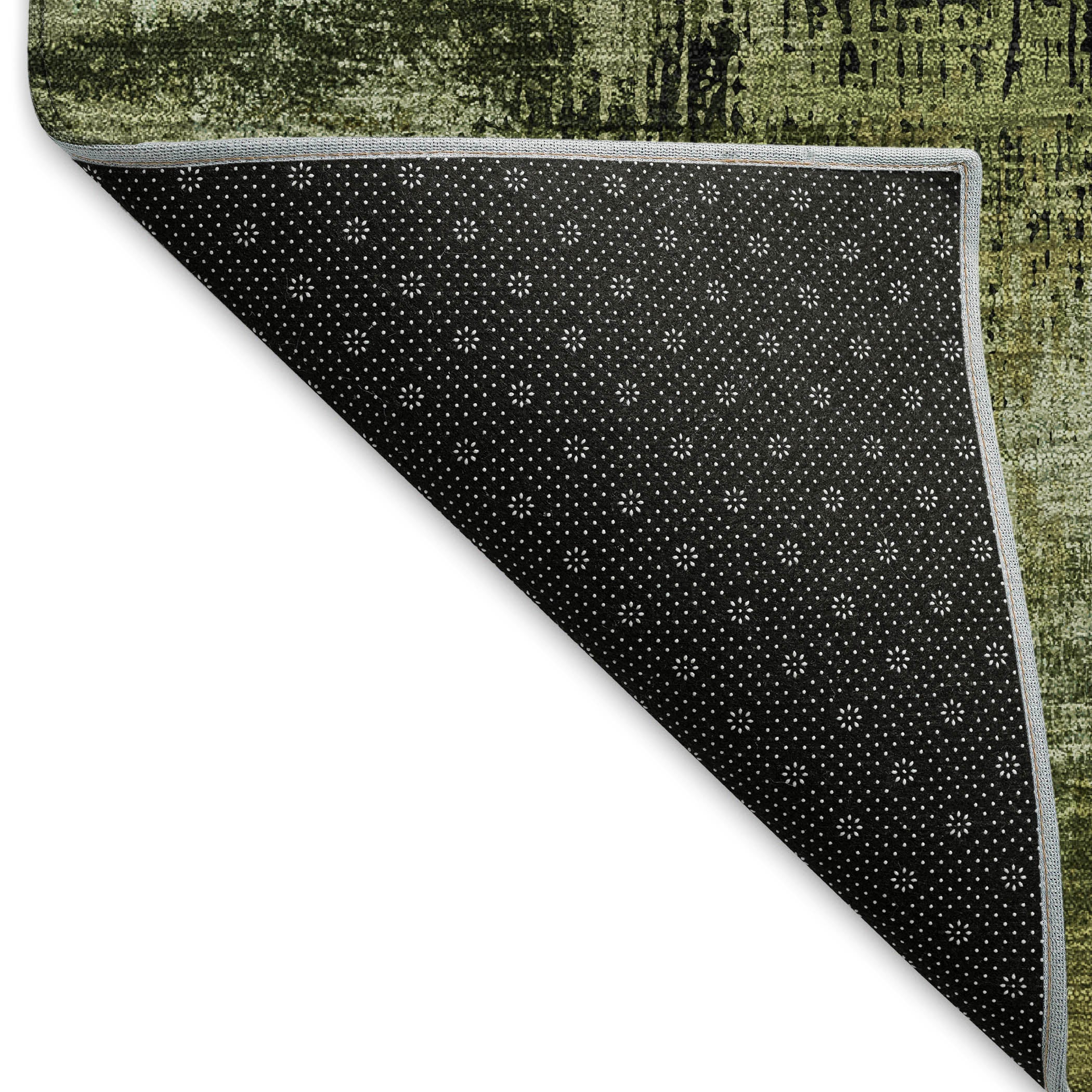 Istanbul Machine Washable Transitional Olive Green Rug 1'8" x 2'6" #shape_Rectangle