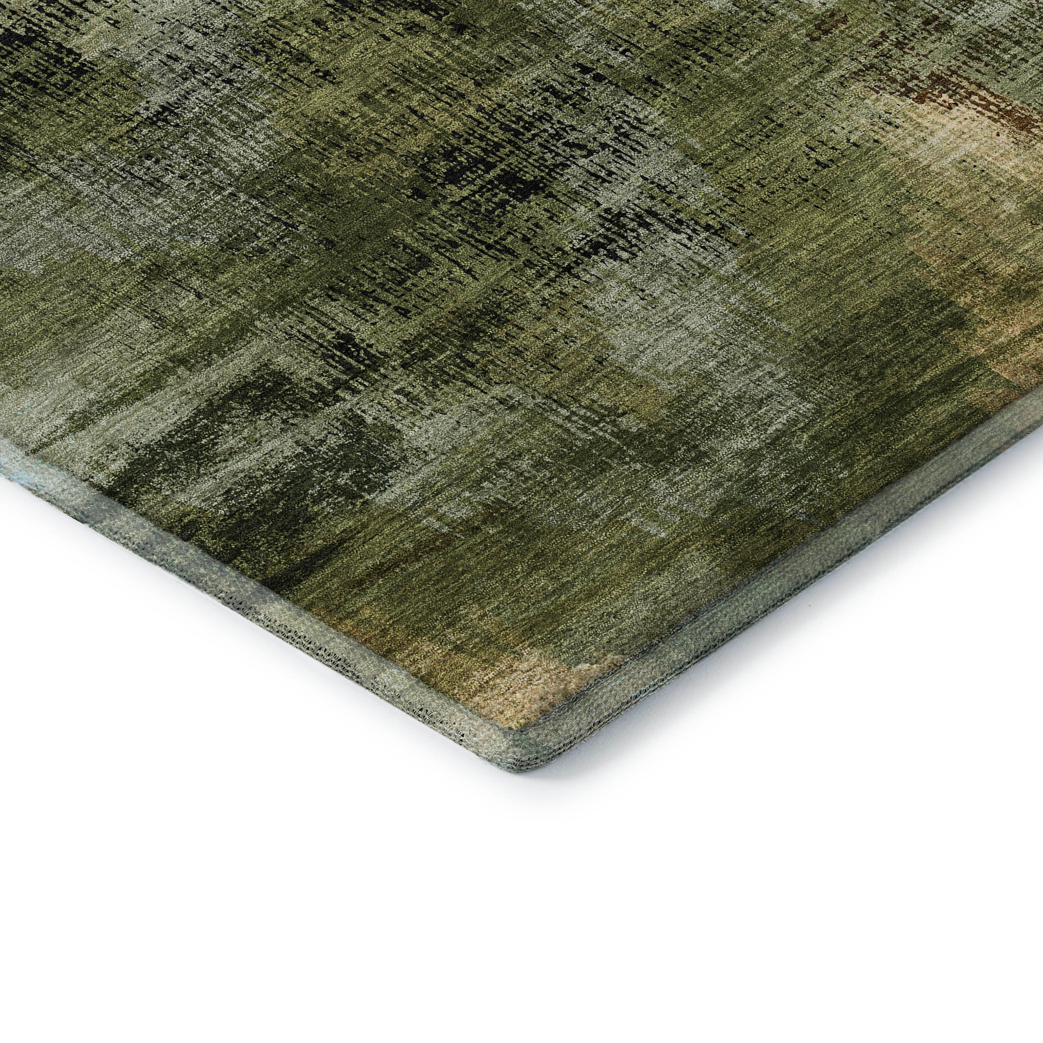 Istanbul Machine Washable Transitional Olive Green Rug 1'8" x 2'6" #shape_Rectangle