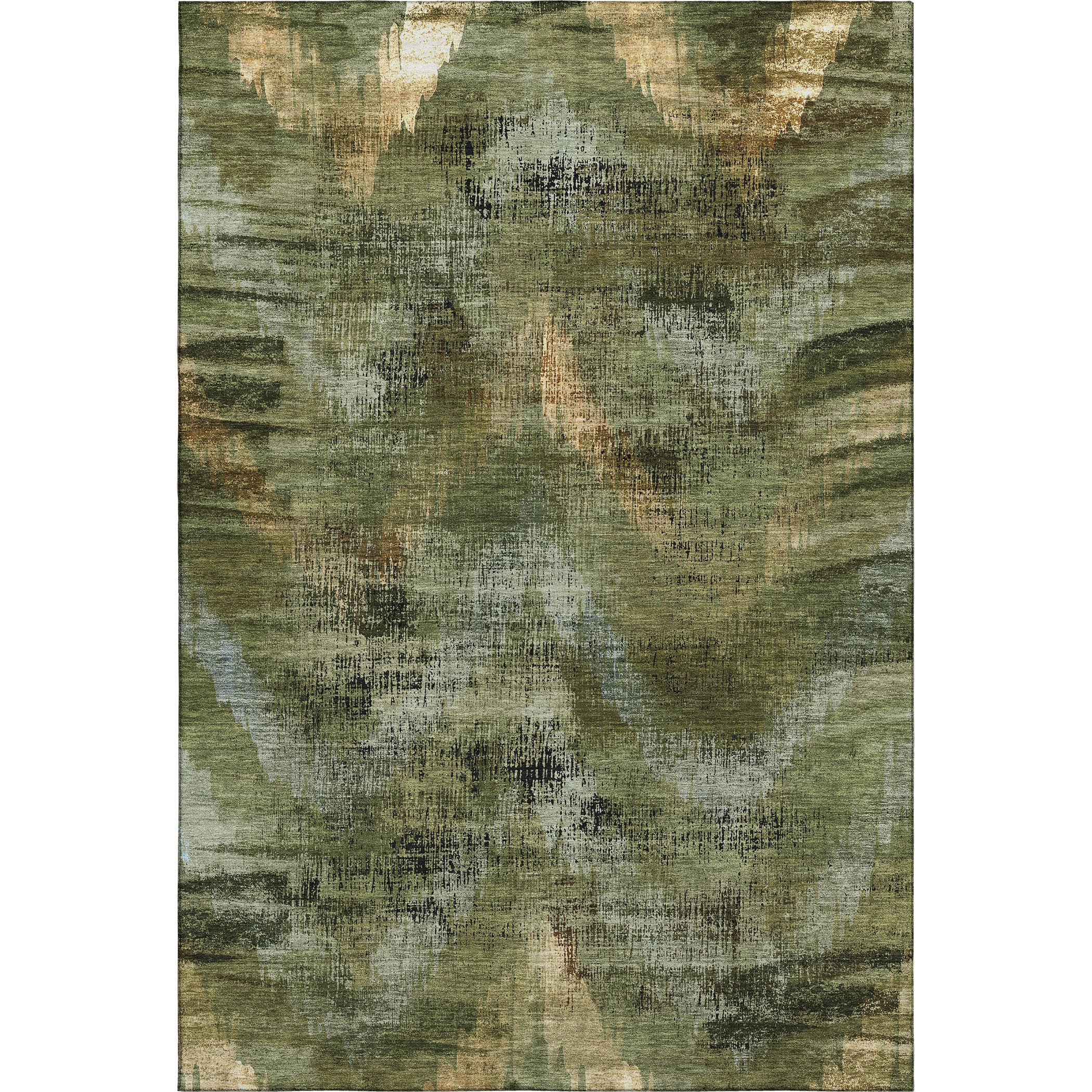 Istanbul Machine Washable Transitional Olive Green Rug 2'6" x 3'10" #shape_Rectangle