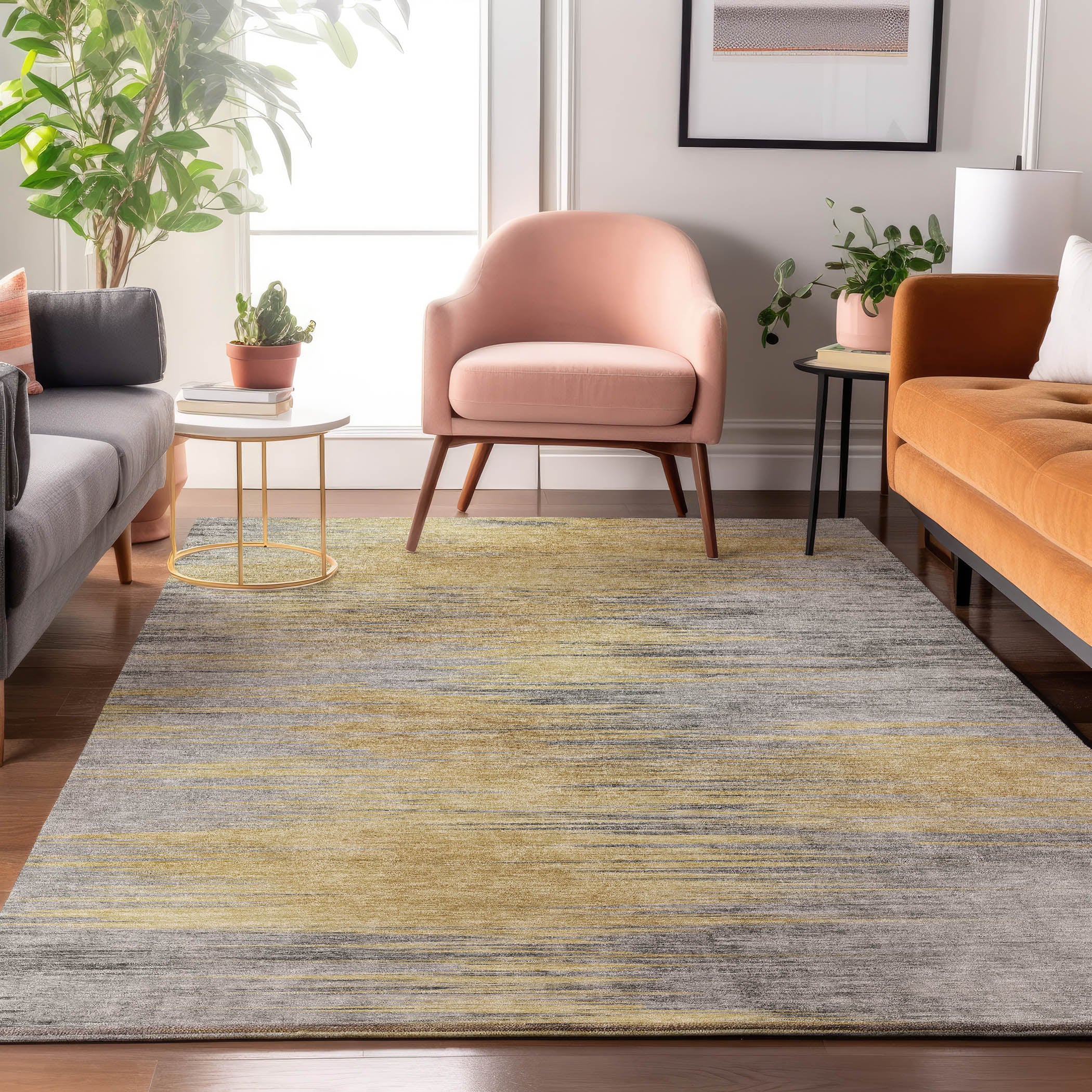 Bogota Machine Washable Transitional Gold Rug 2'6" x 3'10" #shape_Rectangle