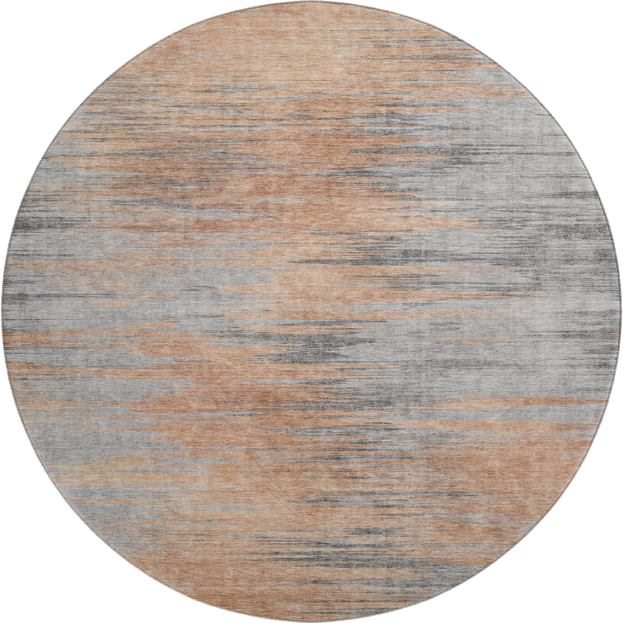 Bogota Machine Washable Transitional Salmon Orange Rug 8' x 8' #shape_Round