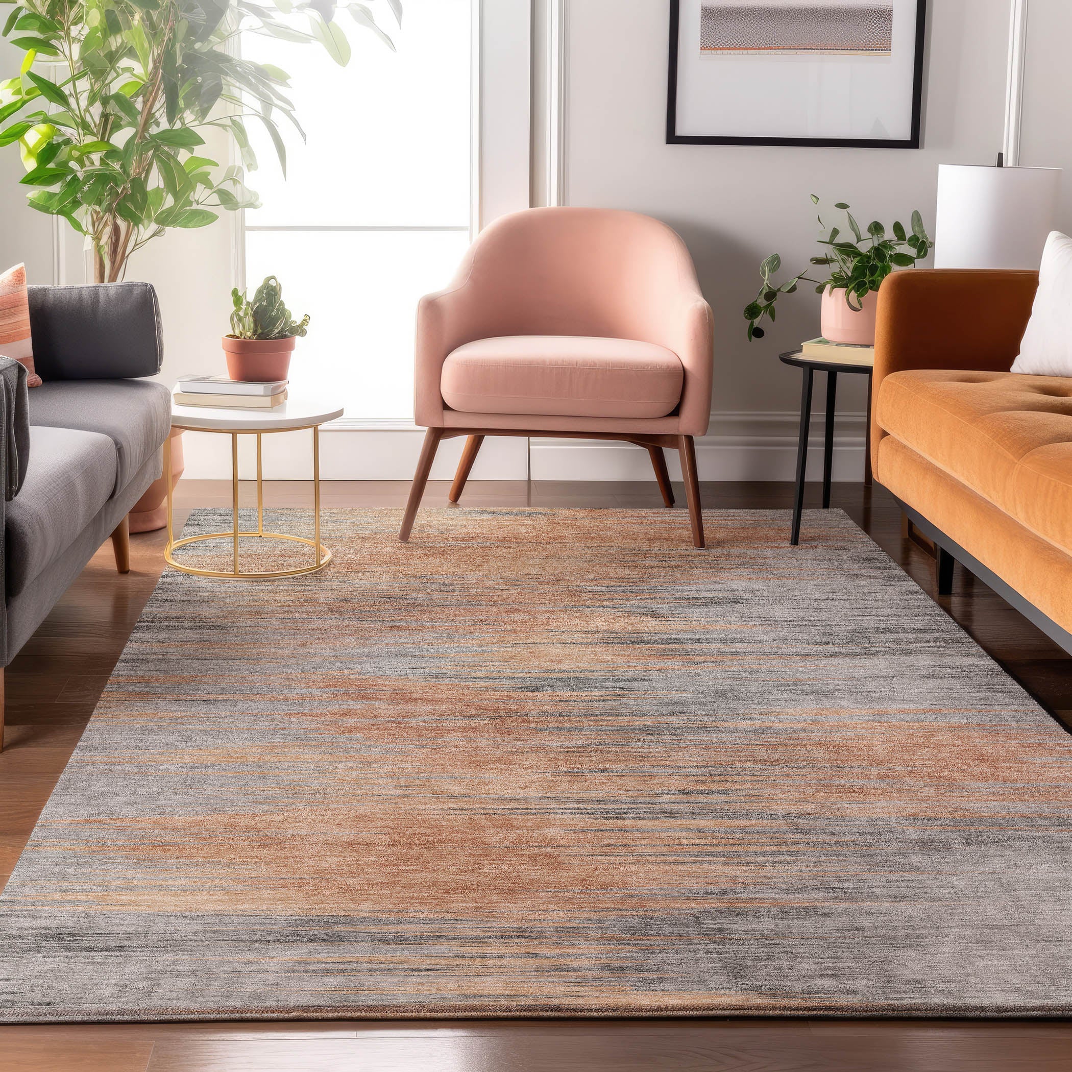 Bogota Machine Washable Transitional Salmon Orange Rug 2'6" x 3'10" #shape_Rectangle