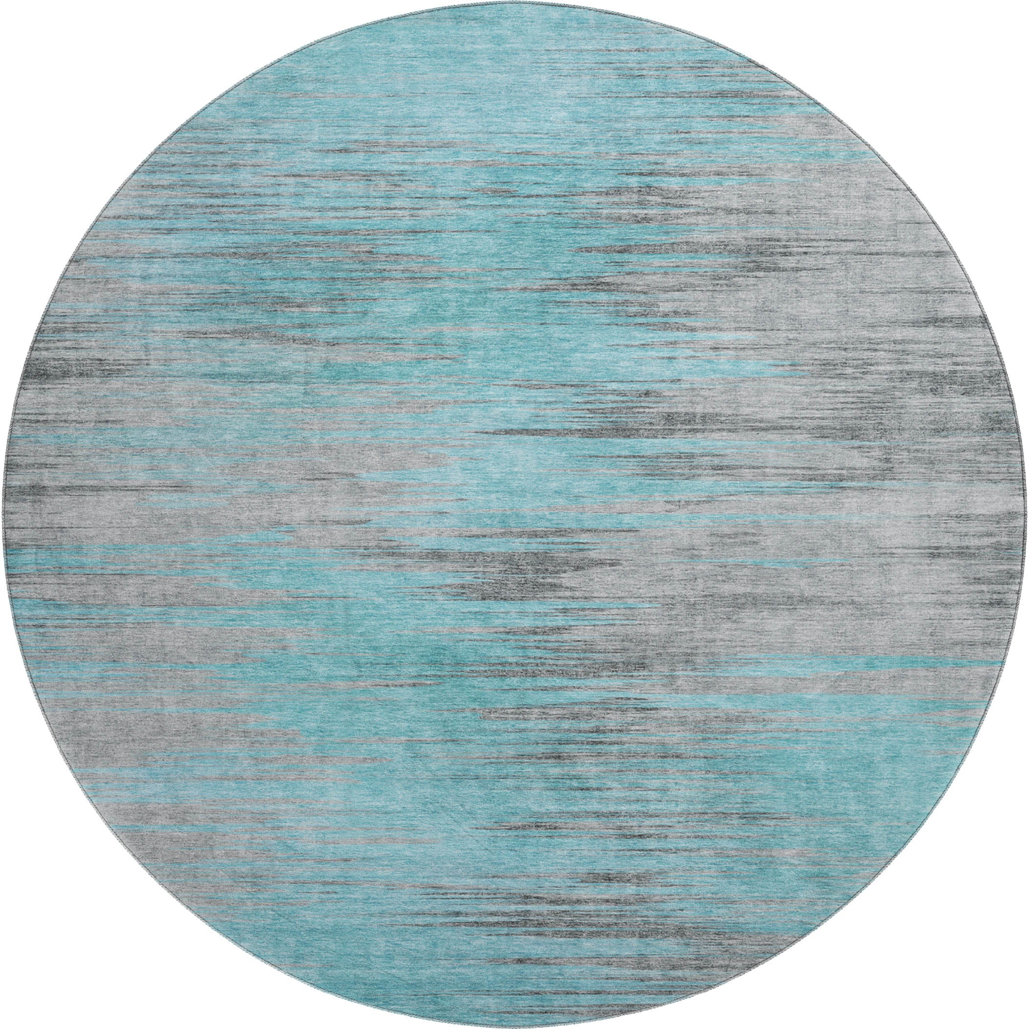 Bogota Machine Washable Transitional Teal Rug 8' x 8' #shape_Round
