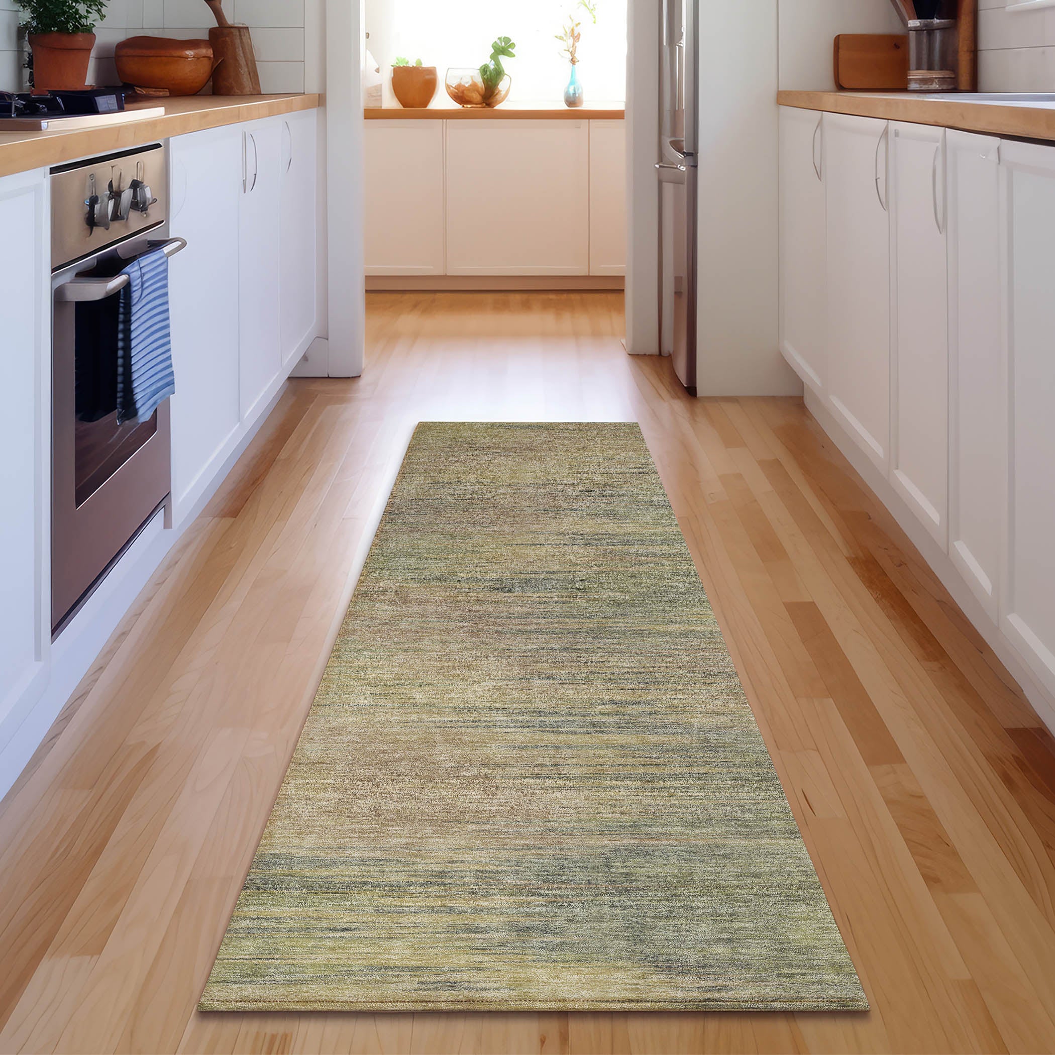 Tallinn Machine Washable Transitional Aloe Green Rug 2'3" x 7'6" #shape_Runner