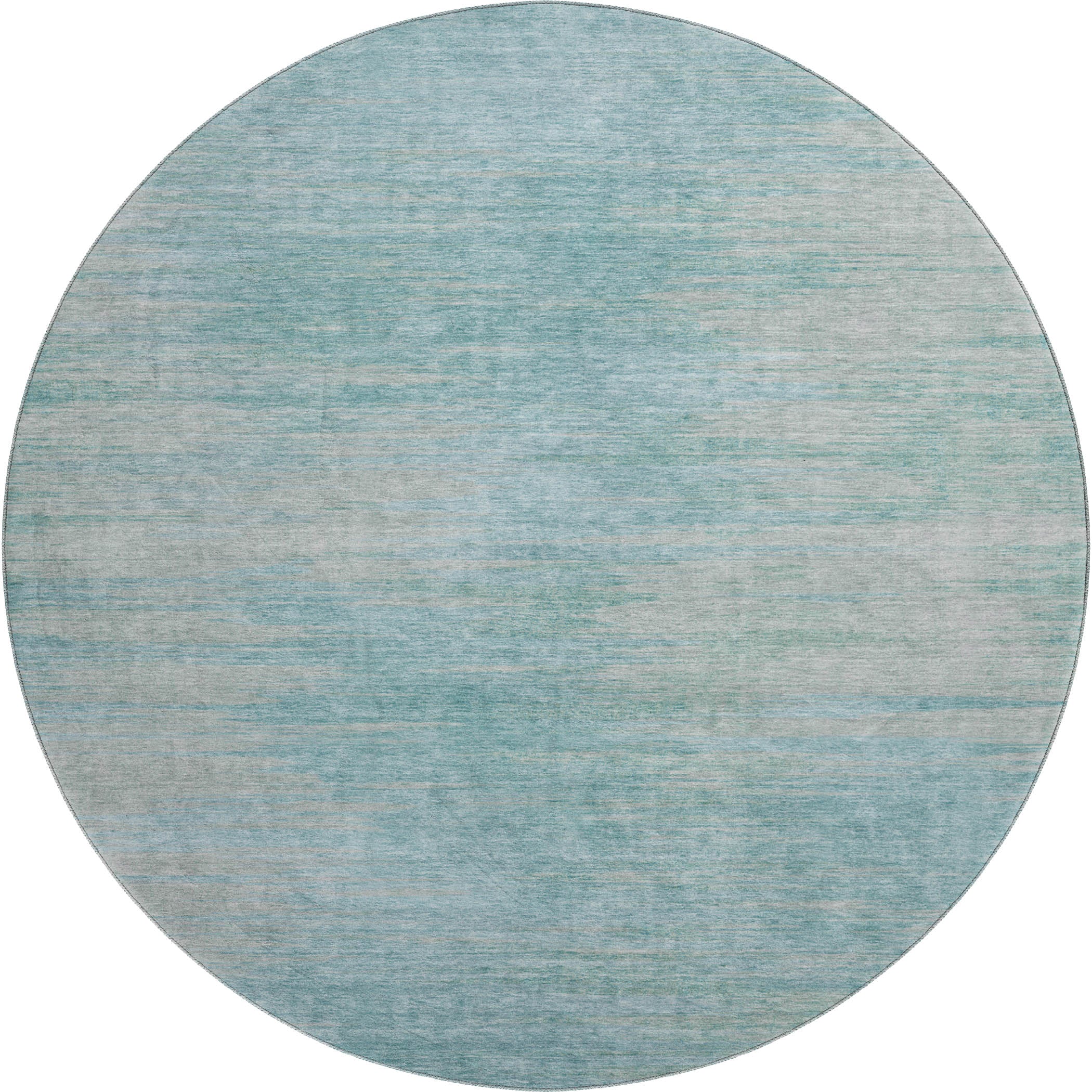 Tallinn Machine Washable Transitional Aqua Teal Rug 8' x 8' #shape_Round