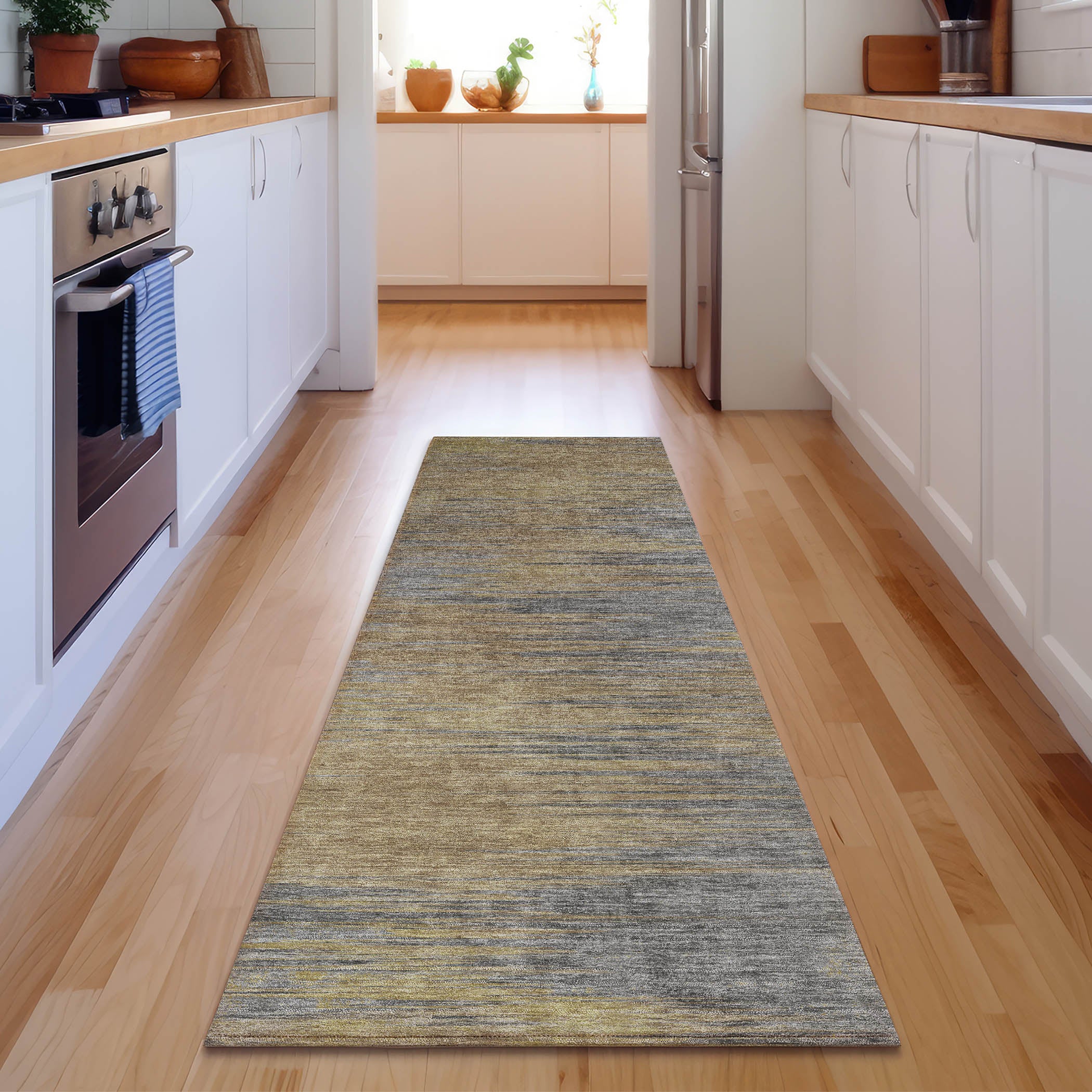 Tallinn Machine Washable Transitional Brown Rug 2'3" x 7'6" #shape_Runner