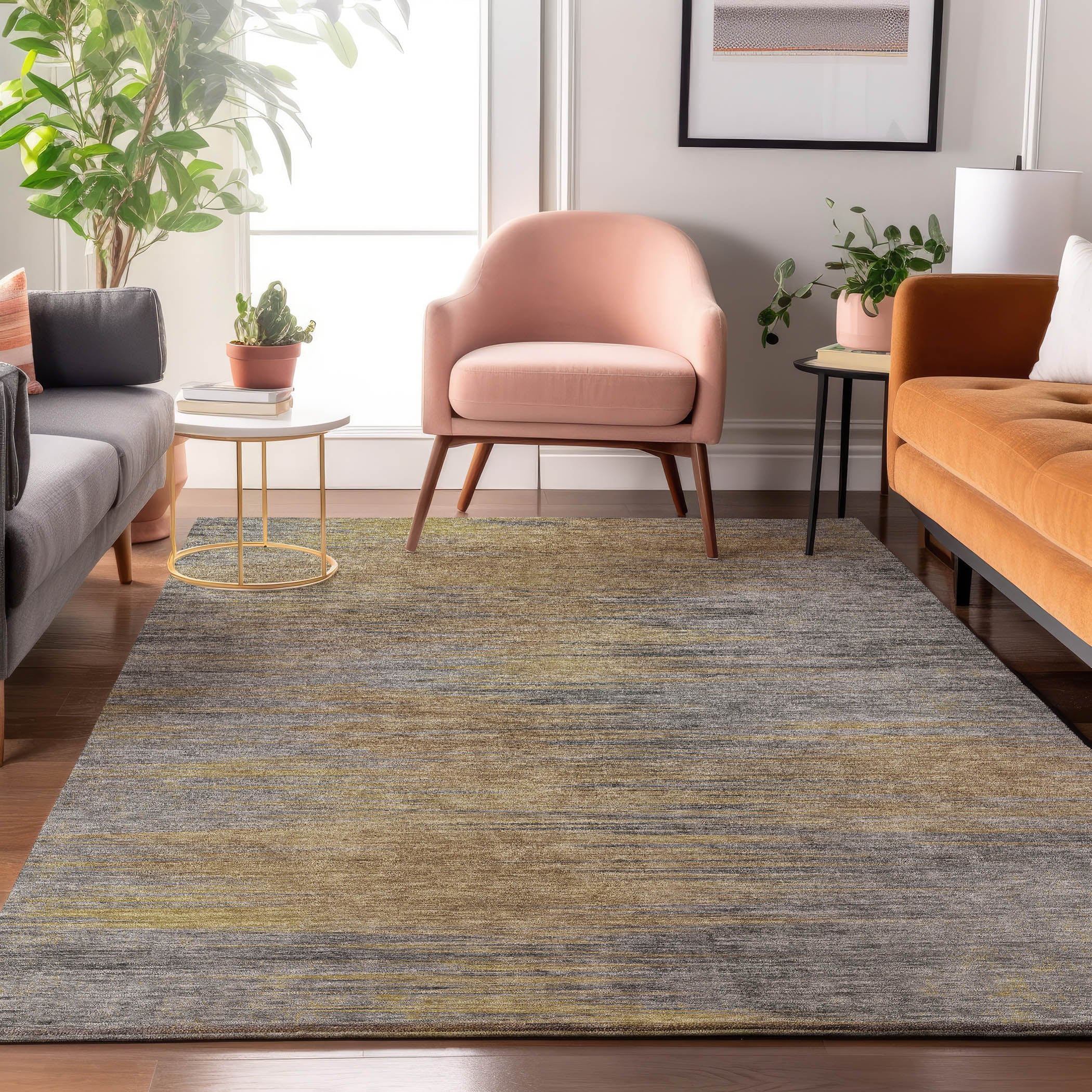 Tallinn Machine Washable Transitional Brown Rug 2'6" x 3'10" #shape_Rectangle