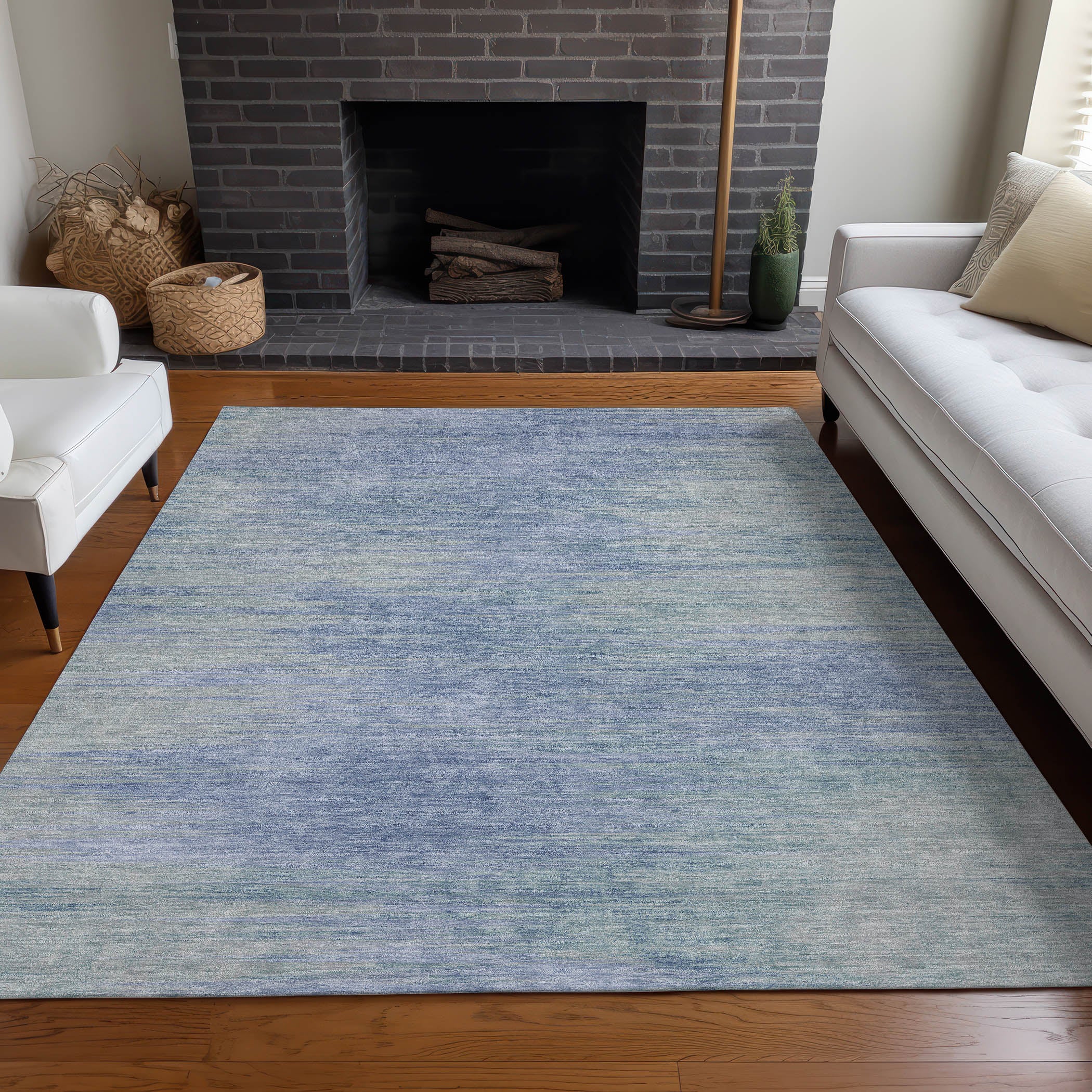 Tallinn Machine Washable Transitional Denim Blue Rug 2'6" x 3'10" #shape_Rectangle
