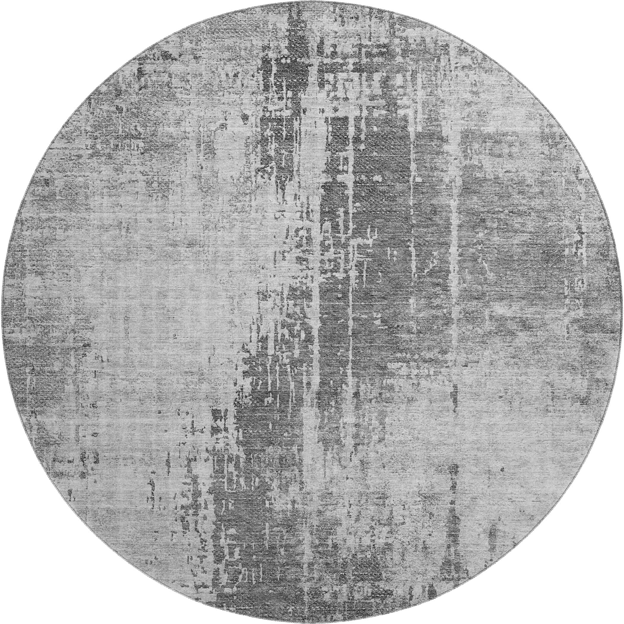 Siena Machine Washable Transitional Gray Rug 8' x 8' #shape_Round