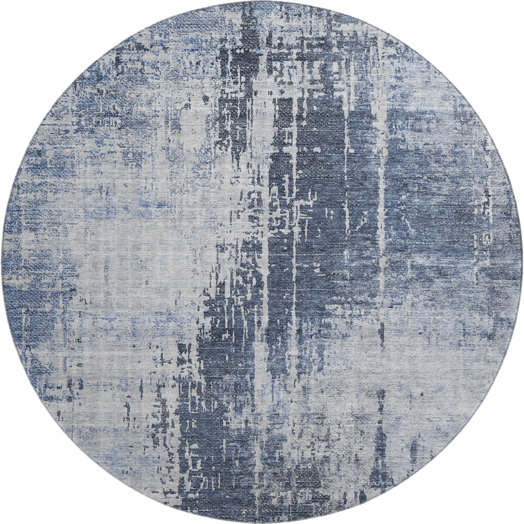 Siena Machine Washable Transitional Navy Blue Rug 8' x 8' #shape_Round