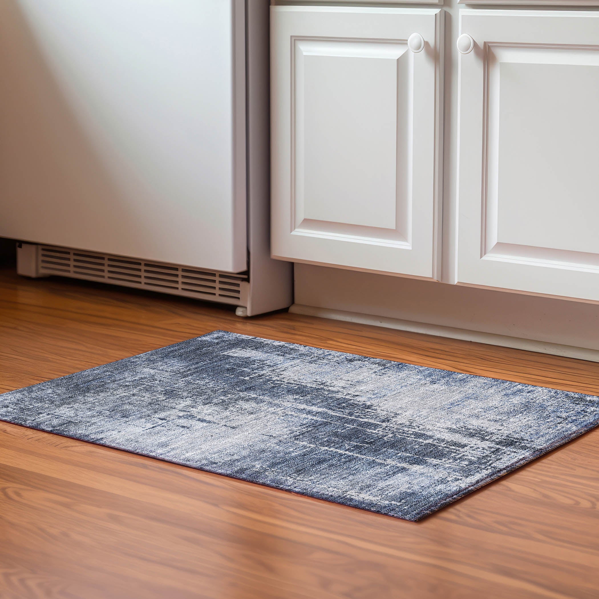 Siena Machine Washable Transitional Navy Blue Rug 1'8" x 2'6" #shape_Rectangle