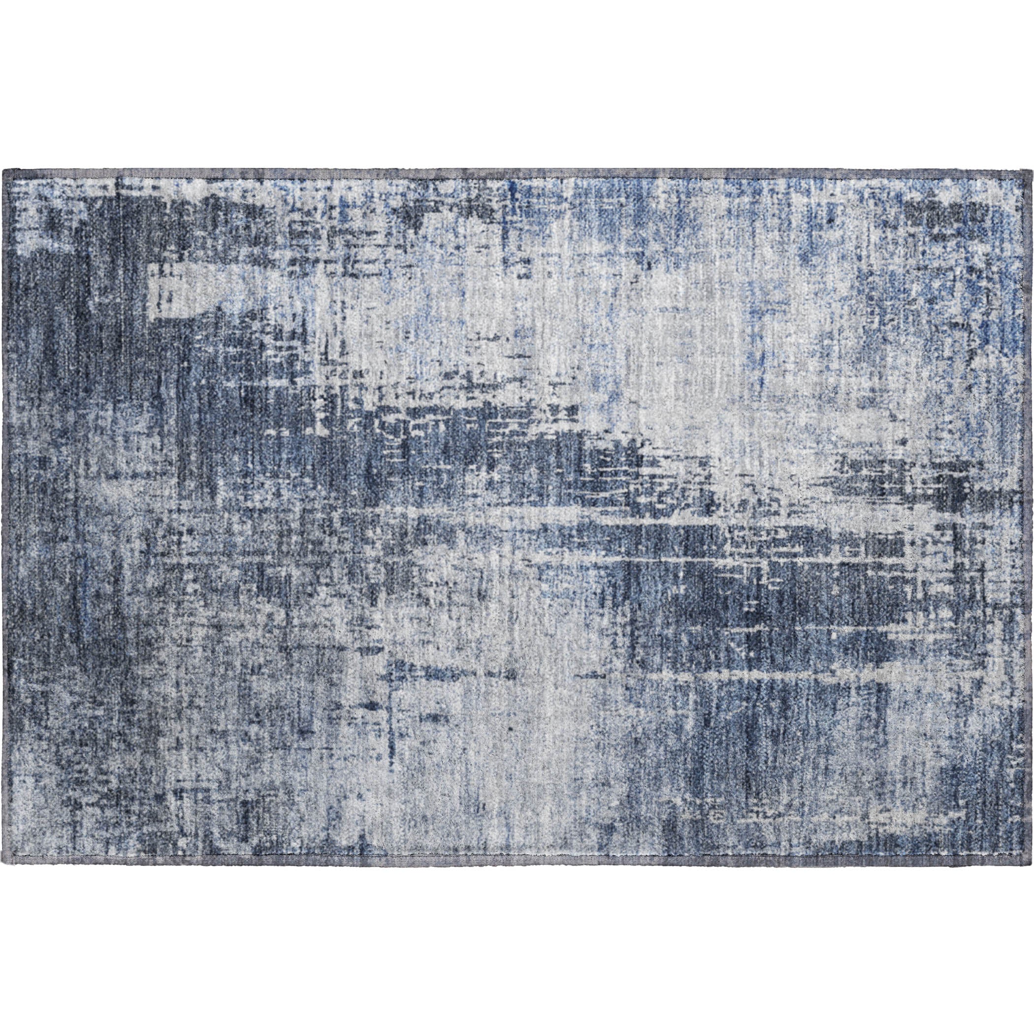 Siena Machine Washable Transitional Navy Blue Rug 1'8" x 2'6" #shape_Rectangle