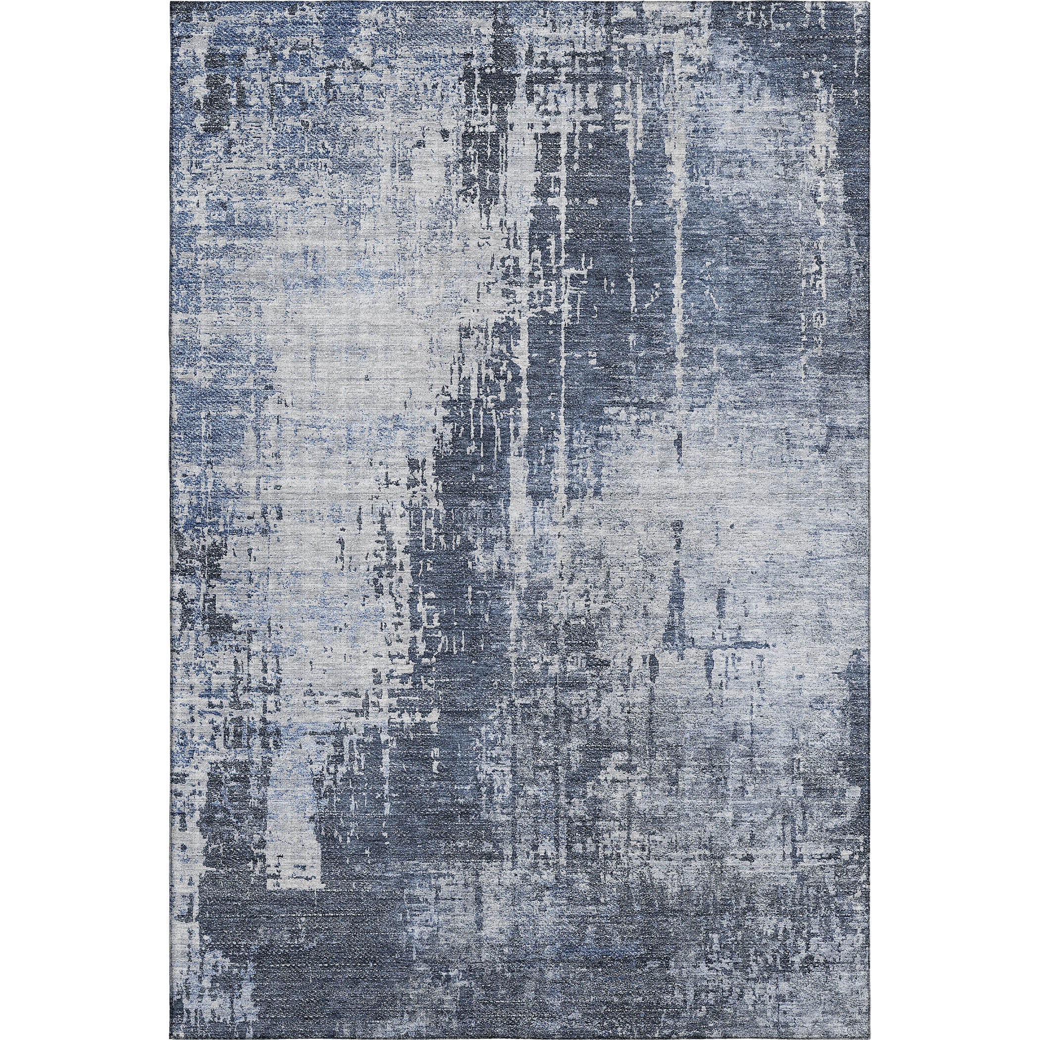 Siena Machine Washable Transitional Navy Blue Rug 2'6" x 3'10" #shape_Rectangle