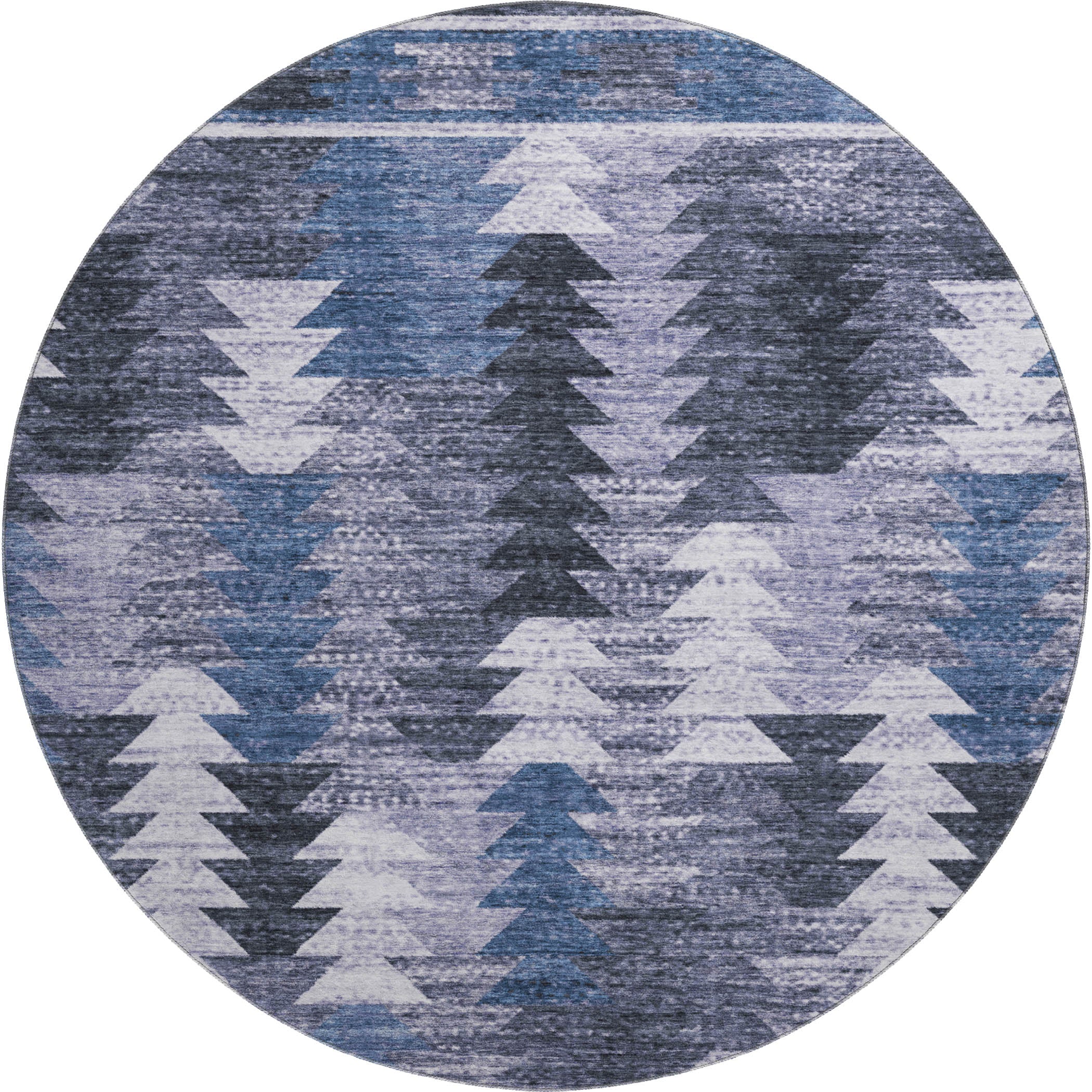 Chiang Mai Machine Washable Transitional Blue Rug 8' x 8' #shape_Round
