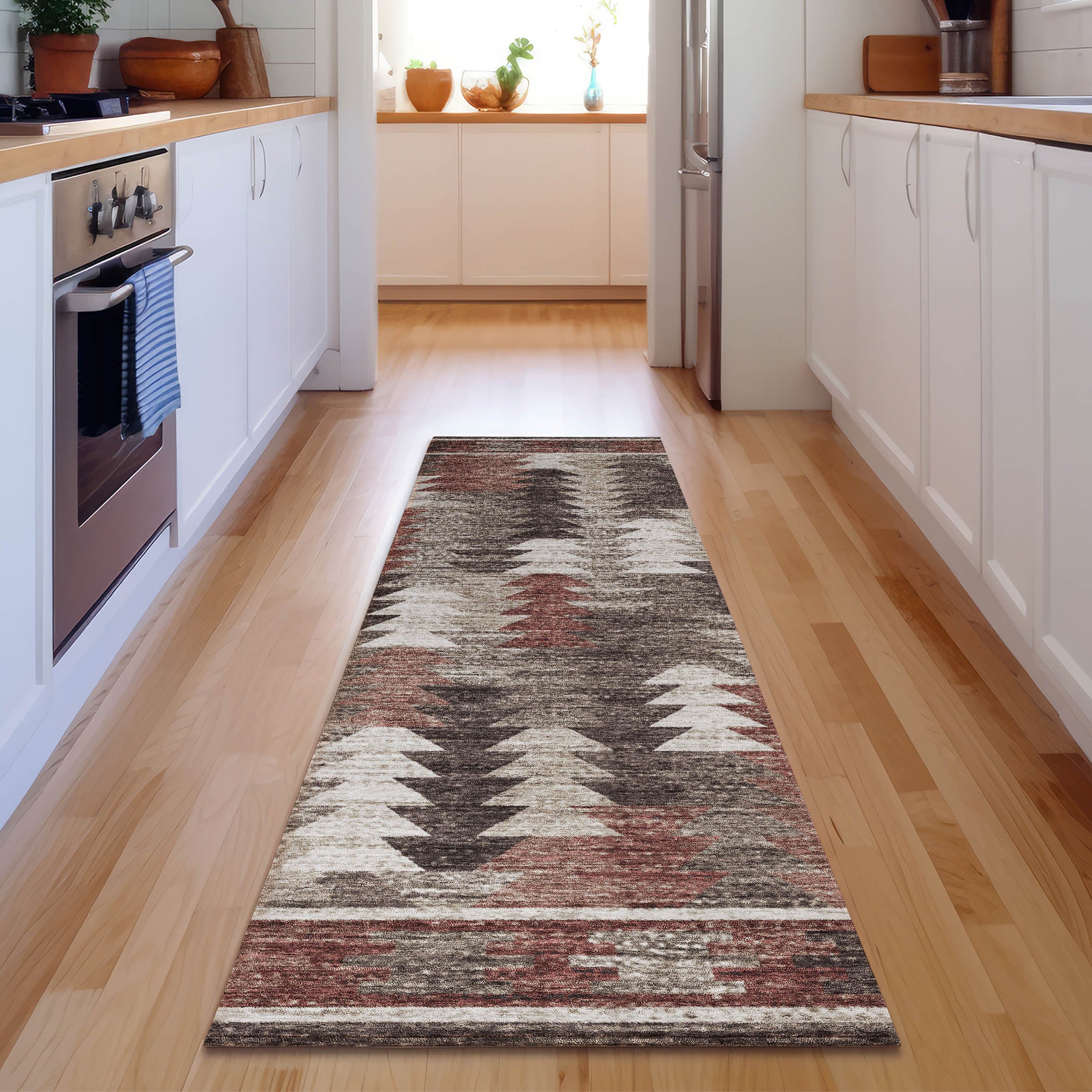 Chiang Mai Machine Washable Transitional Chocolate Brown Rug 2'3" x 7'6" #shape_Runner
